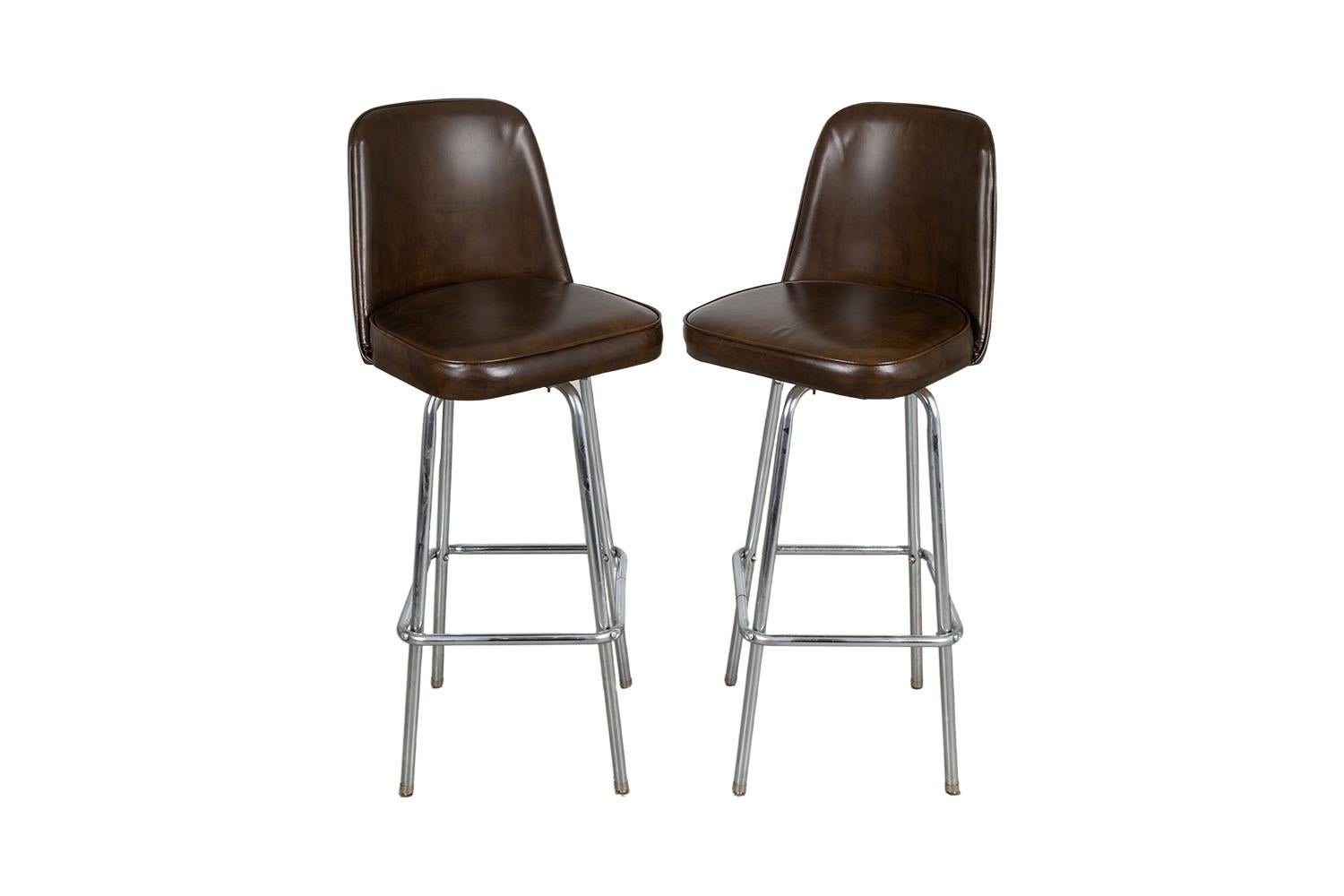 Tabourets de bar pivotants vintage du milieu du siècle 1970 en vente 2