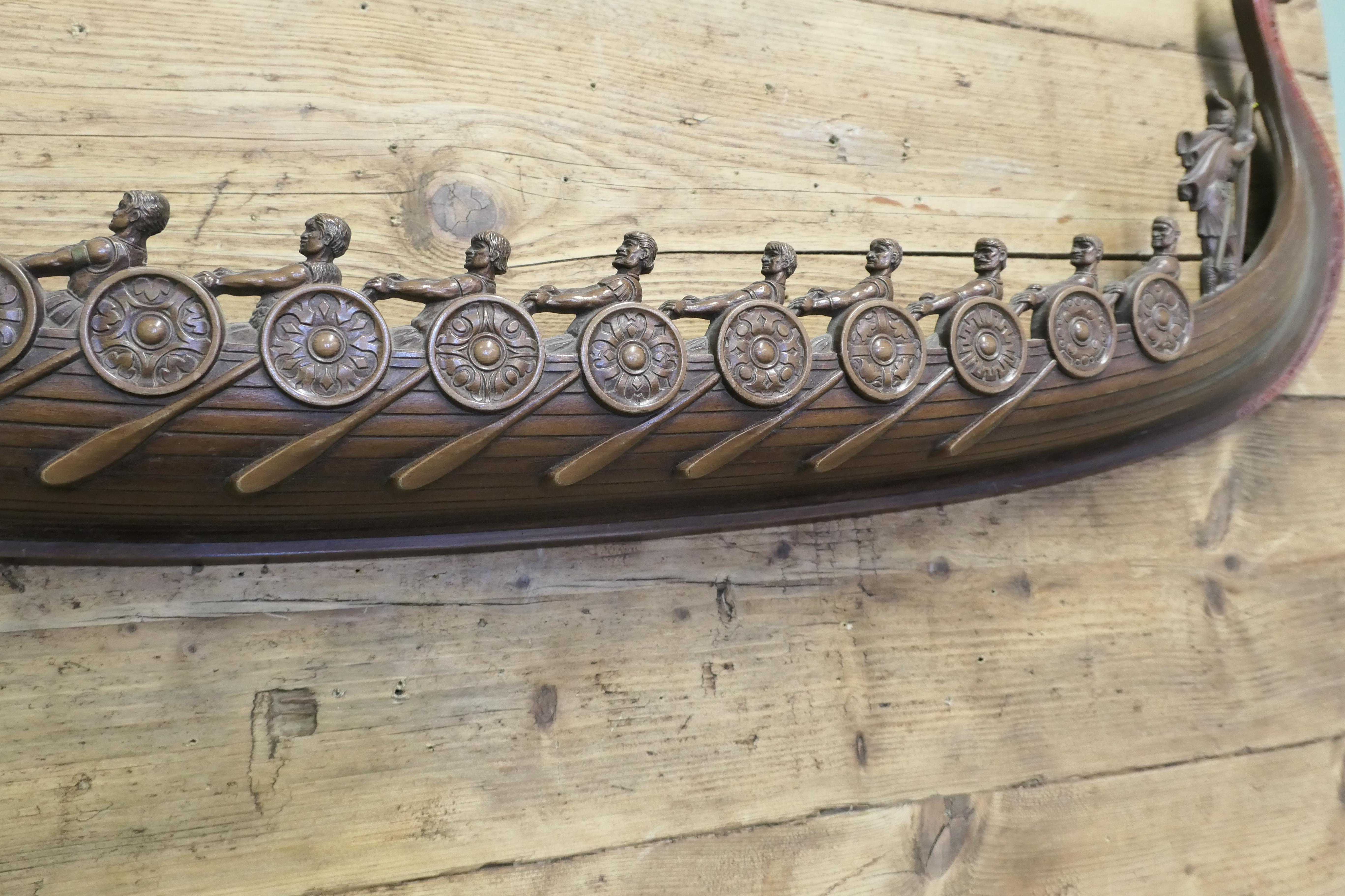 Milieu du XXe siècle Art of Vintage By Vintage Syroco Viking Ship Wall Art en vente