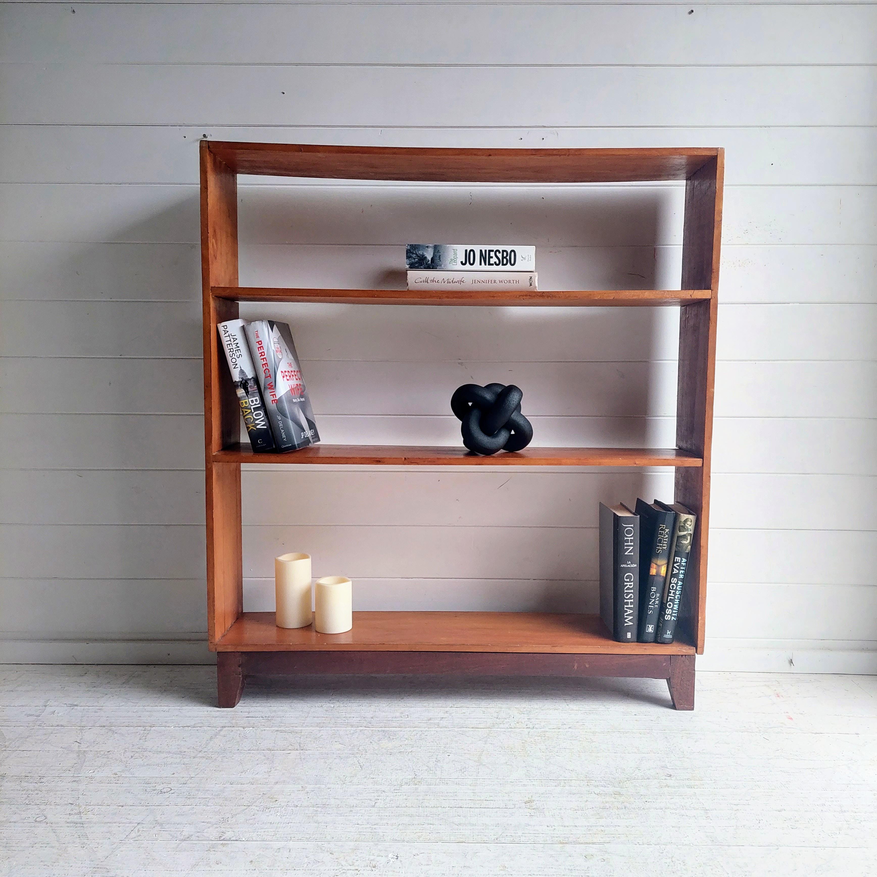 Mid-Century Modern Mid century Vintage Teak Open Bookcase Display Shelves Handmade 