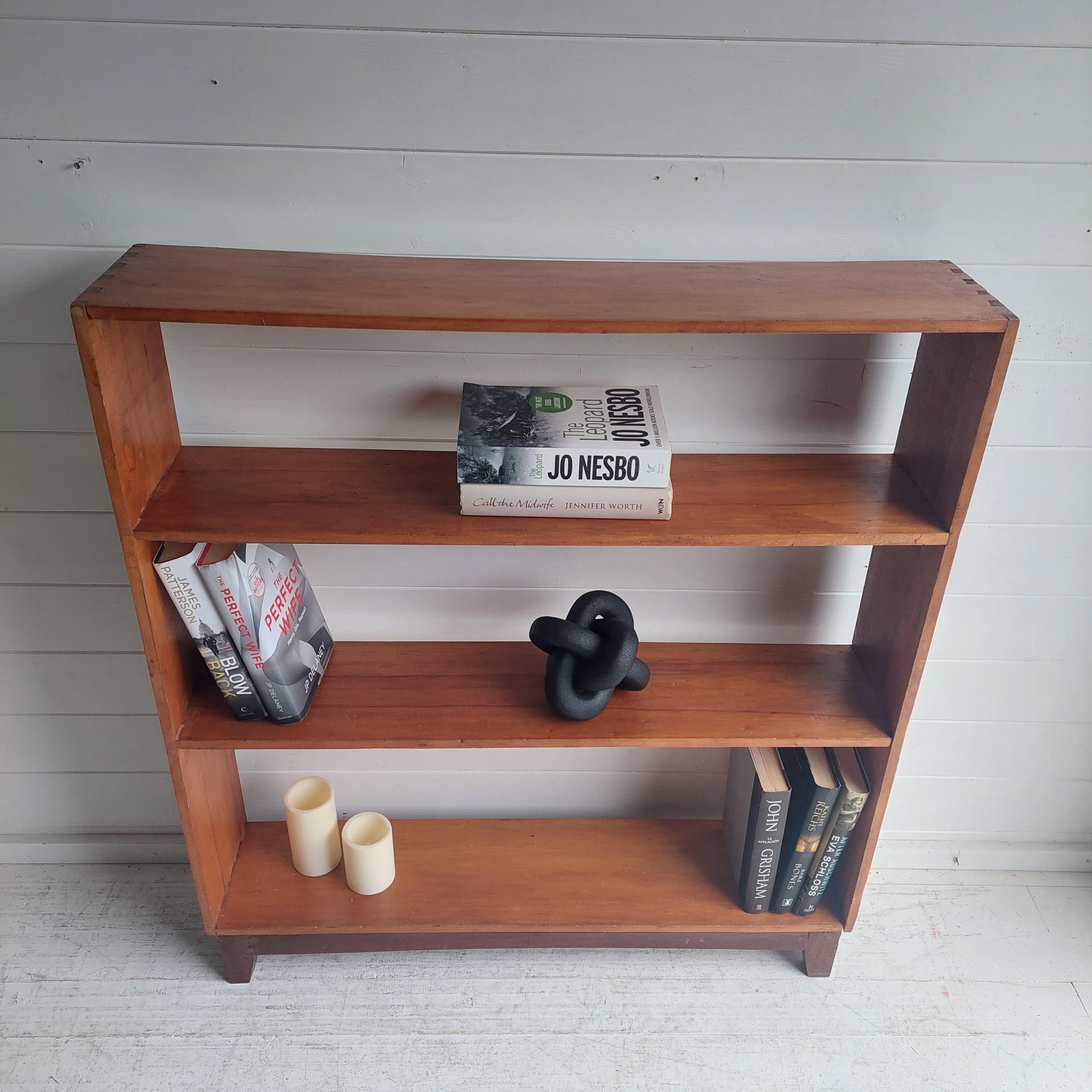 British Mid century Vintage Teak Open Bookcase Display Shelves Handmade 