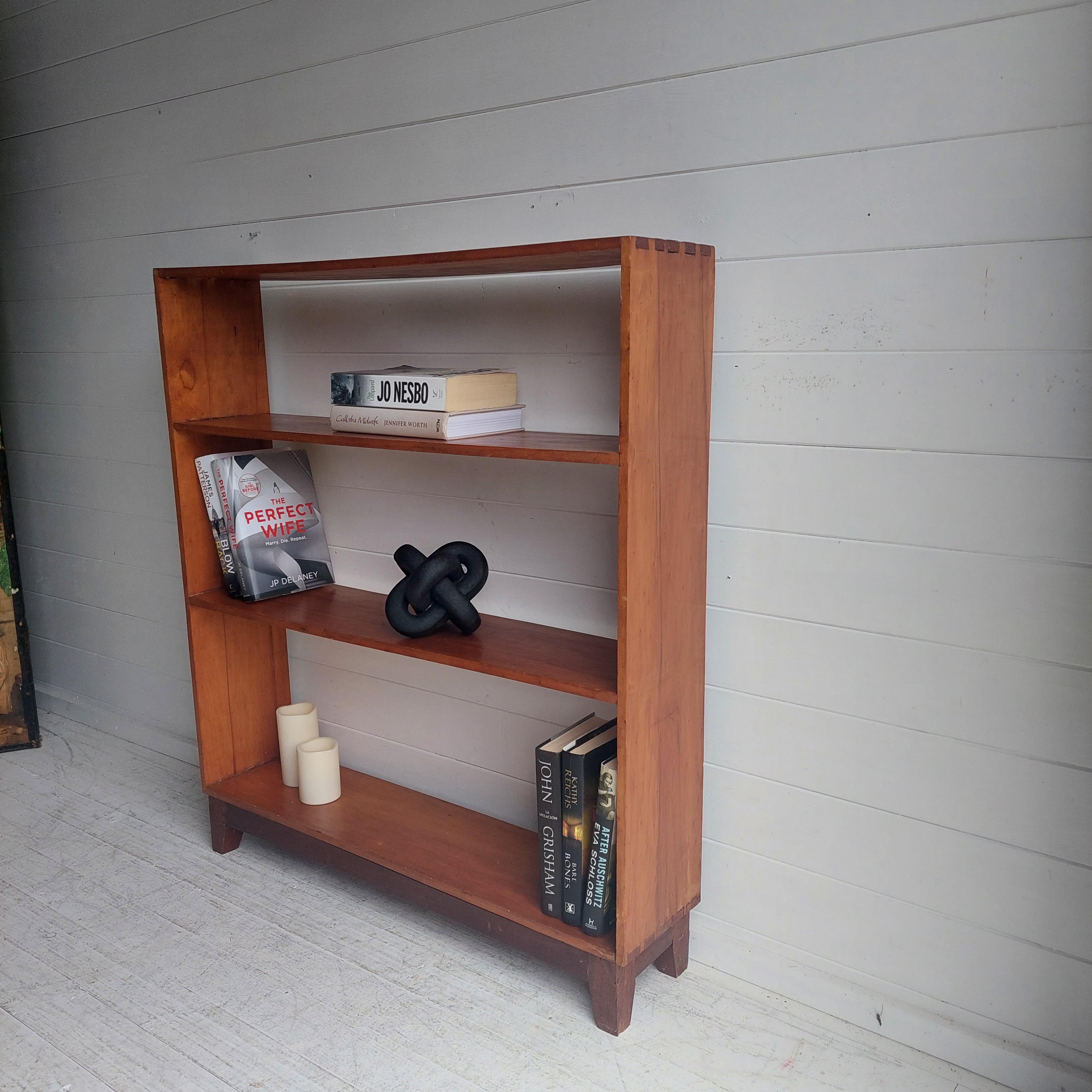 20th Century Mid century Vintage Teak Open Bookcase Display Shelves Handmade 