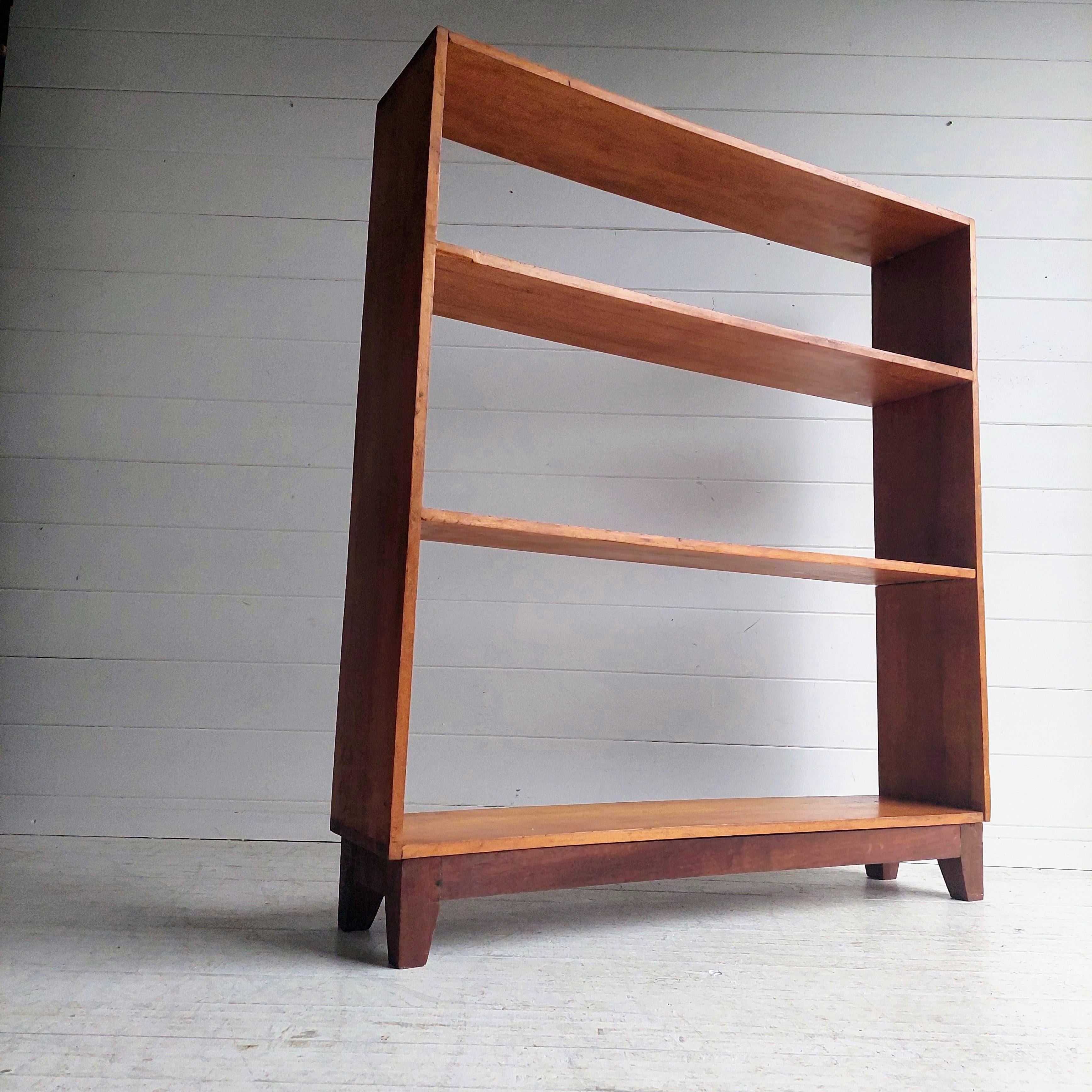 Mid century Vintage Teak Open Bookcase Display Shelves Handmade  1