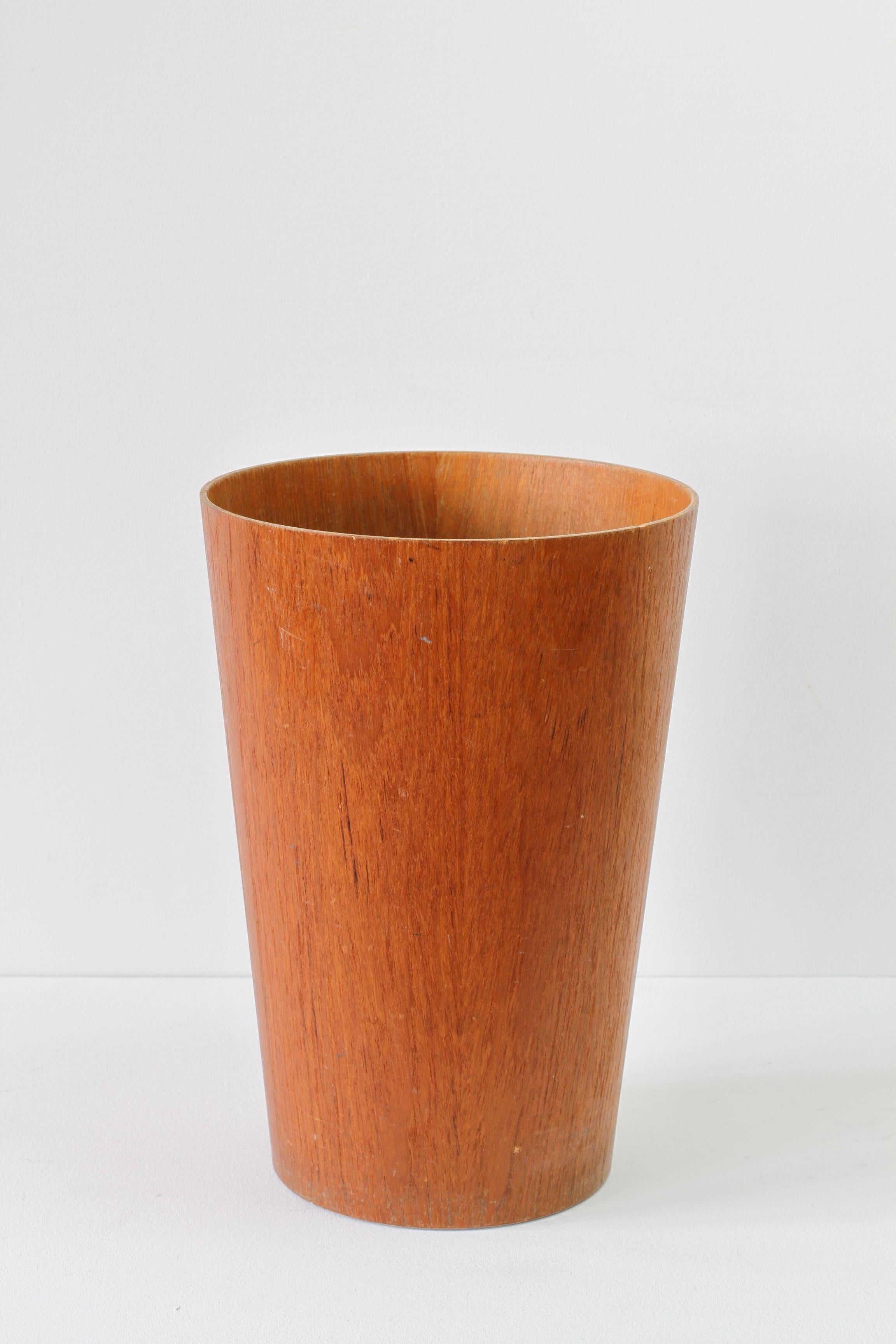 Wood Midcentury Vintage Teak Waste Paper Basket by Martin Åberg for Servex circa 1960