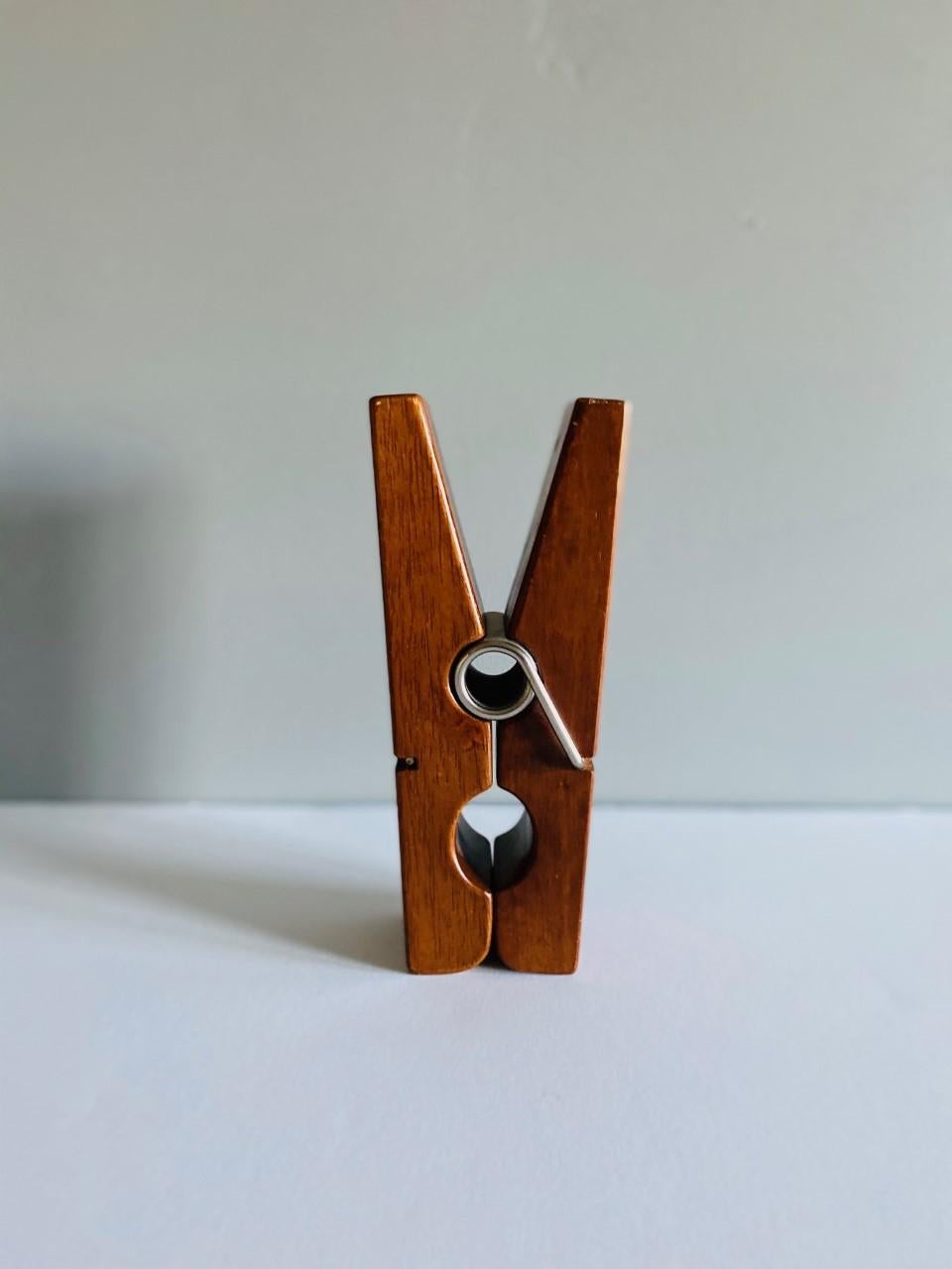 American Midcentury Vintage Teak Wooden Clothespin