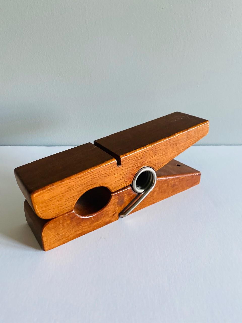 Hand-Crafted Midcentury Vintage Teak Wooden Clothespin