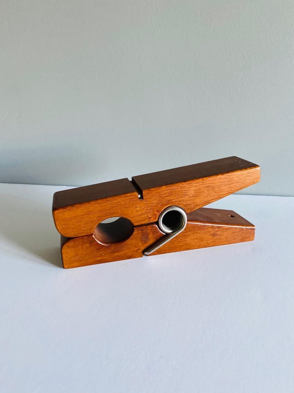 Mid-20th Century Midcentury Vintage Teak Wooden Clothespin