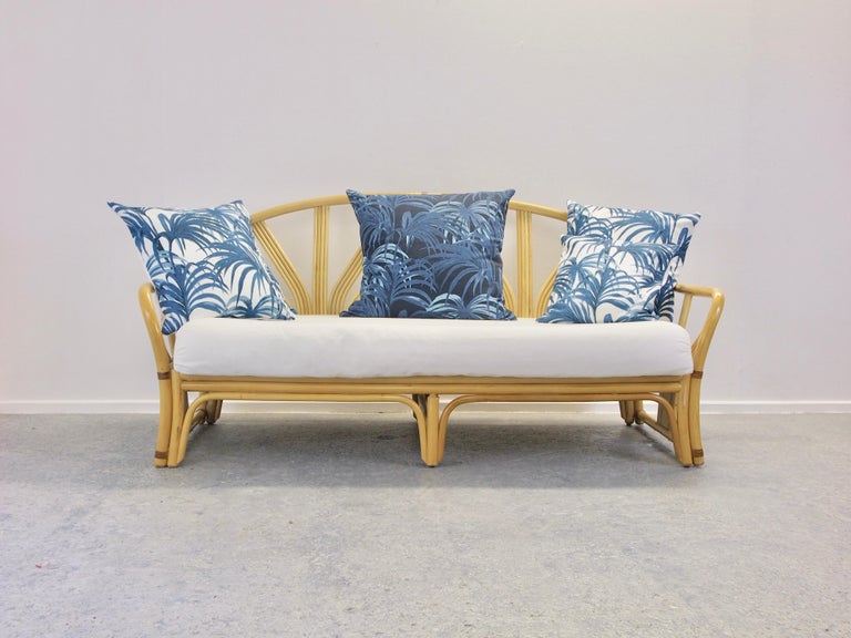Midcentury Vintage Tiki Boho Style Rattan Daybed/Sofa at 1stDibs