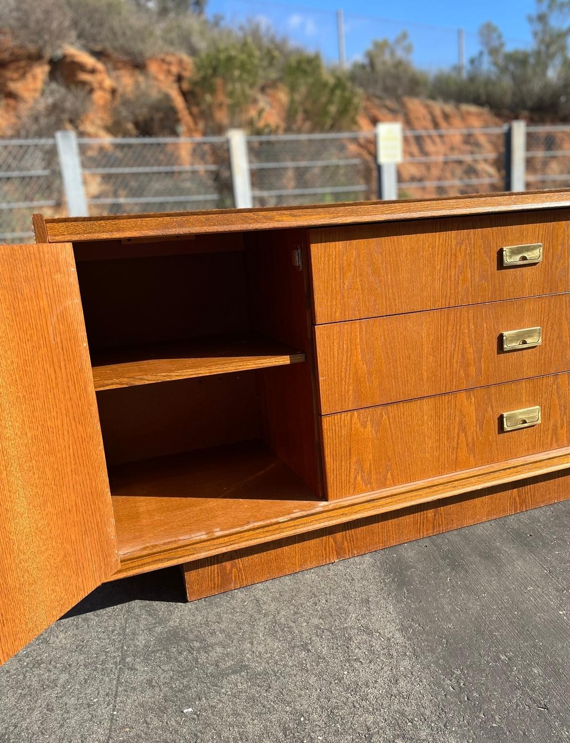 Mid-Century Modern Mid Century Vintage Tiki Brutalist Dresser Credenza For Sale