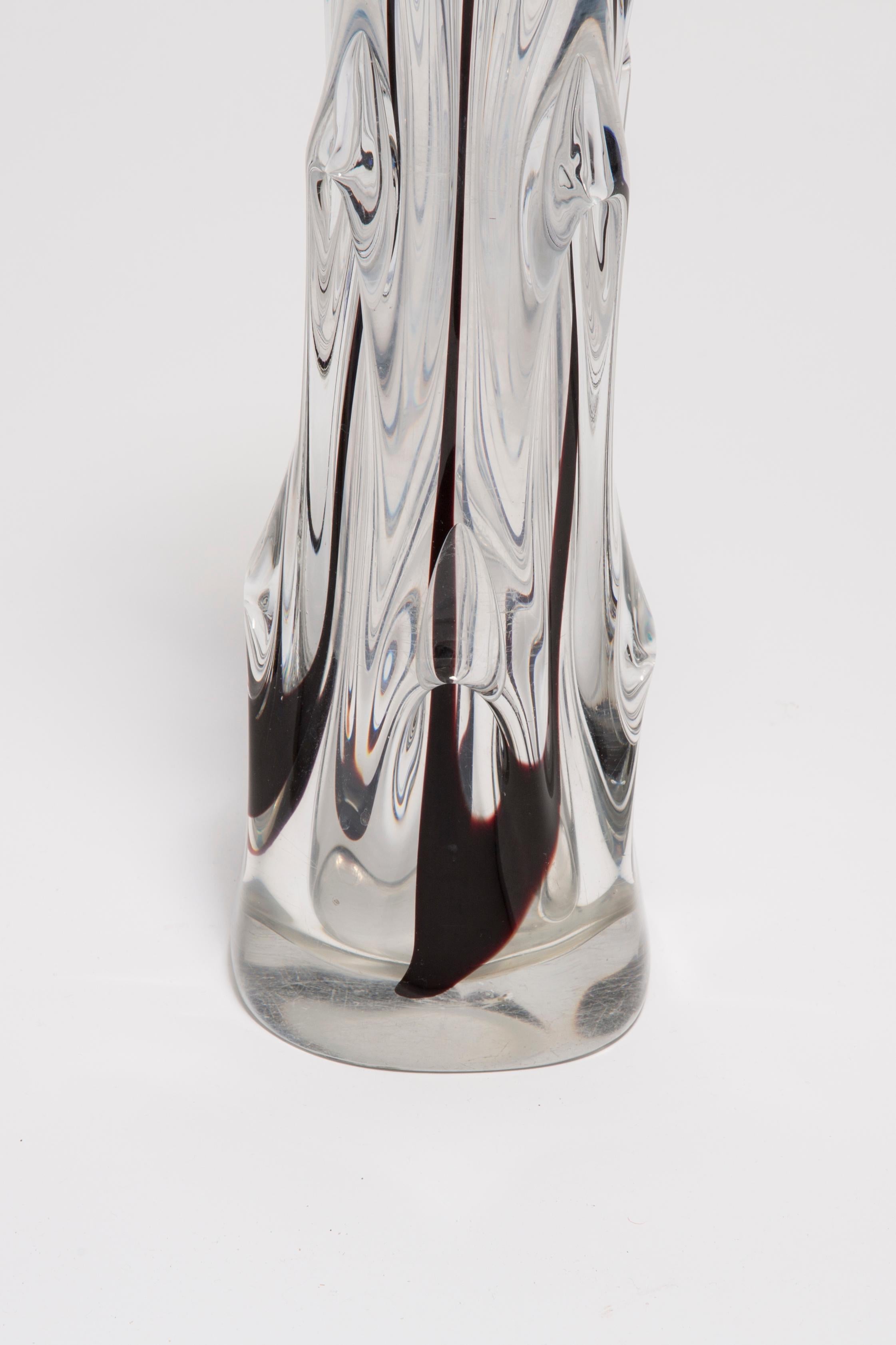 Mid Century Vintage Transparent and Black Artistic Glass Vase, Europe, 1970s For Sale 7