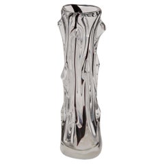 Mid Century Vintage Transparent and Black Artistic Glass Vase, Europe, 1970s
