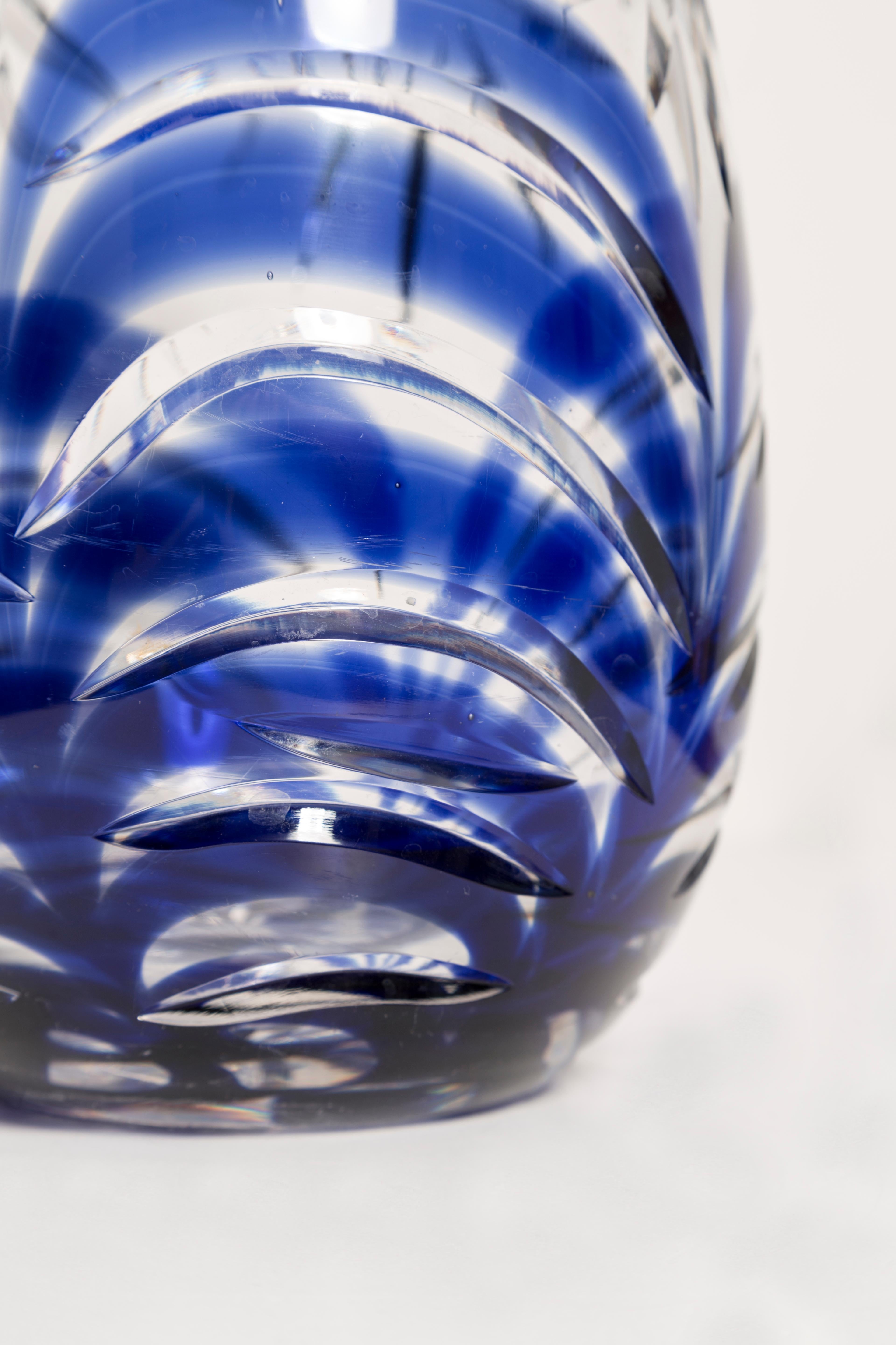Vase en cristal bleu et transparent du milieu du siècle dernier, Italie, années 1960 en vente 1