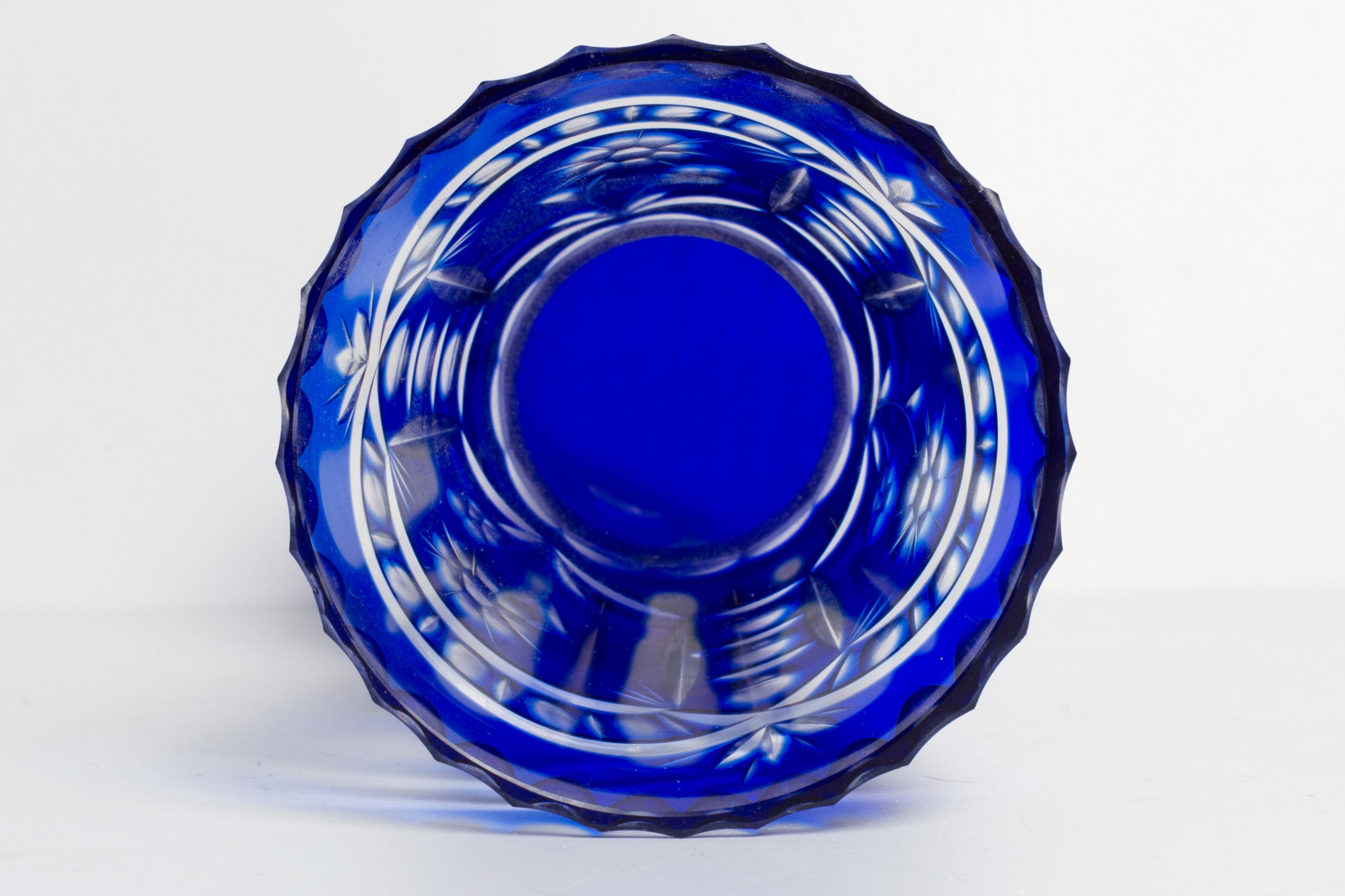 Transparente und blaue Kristallvase aus der Mitte des Jahrhunderts, Italien, 1960er Jahre im Angebot 5