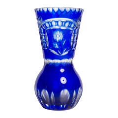 Vaso di cristallo trasparente e blu di metà secolo, Italia, anni '60