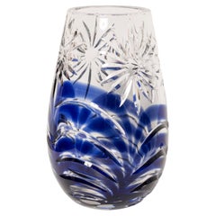 Transparente und blaue Kristallvase aus der Mitte des Jahrhunderts, Italien, 1960er Jahre