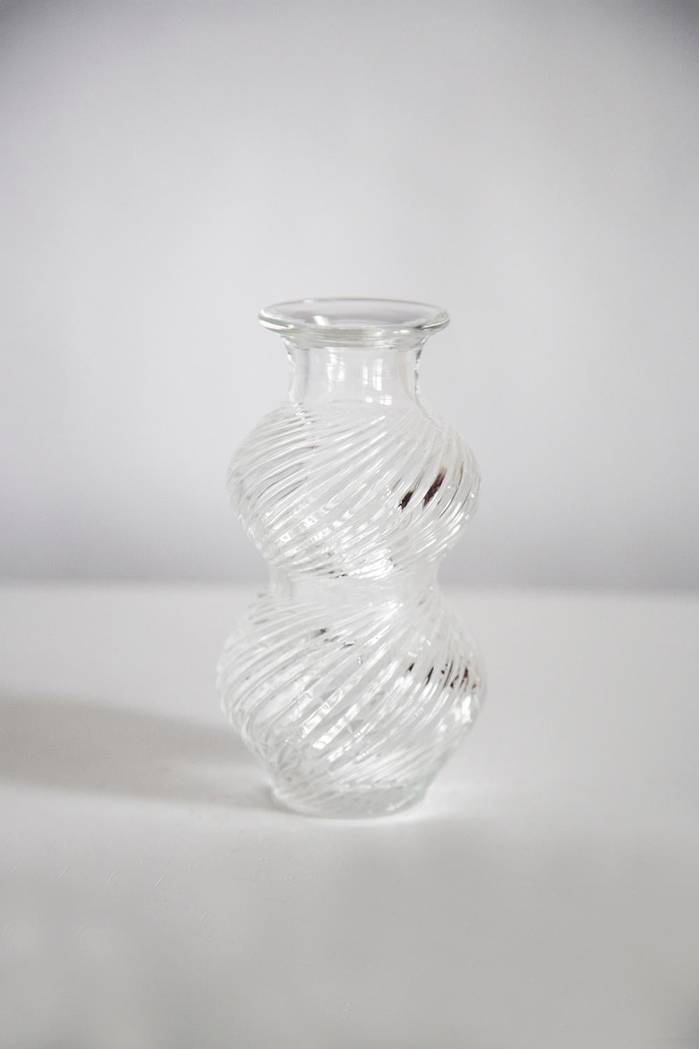 Crystal Mid Century Vintage Transparent Art Glass Small Vase, Italy, 1960s For Sale