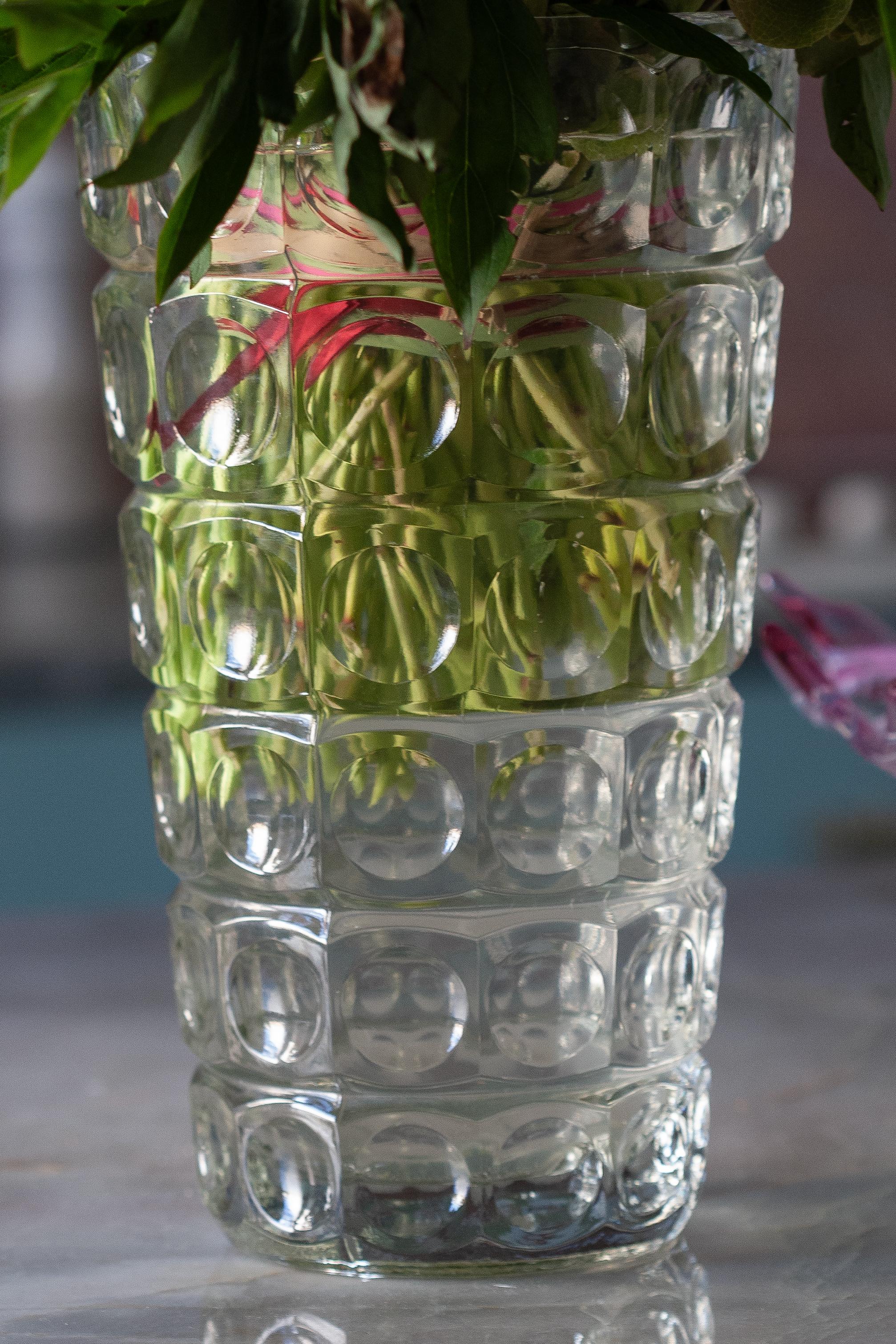 Mid-Century moderno Vaso in vetro artistico trasparente vintage di metà secolo, Italia, anni '60