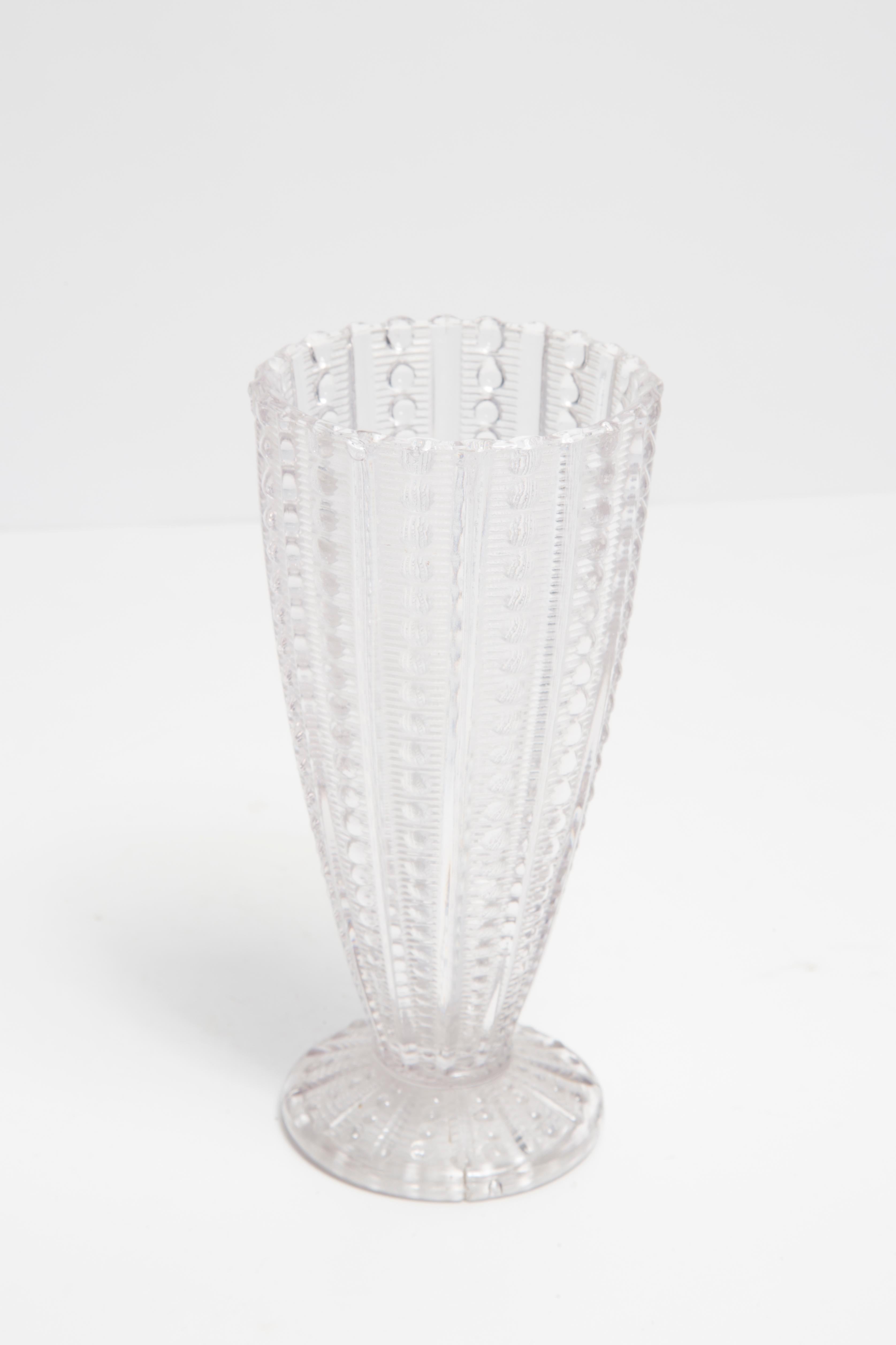 Italian Mid Century Vintage Transparent Art Glass Vase, Italy, 1960s For Sale