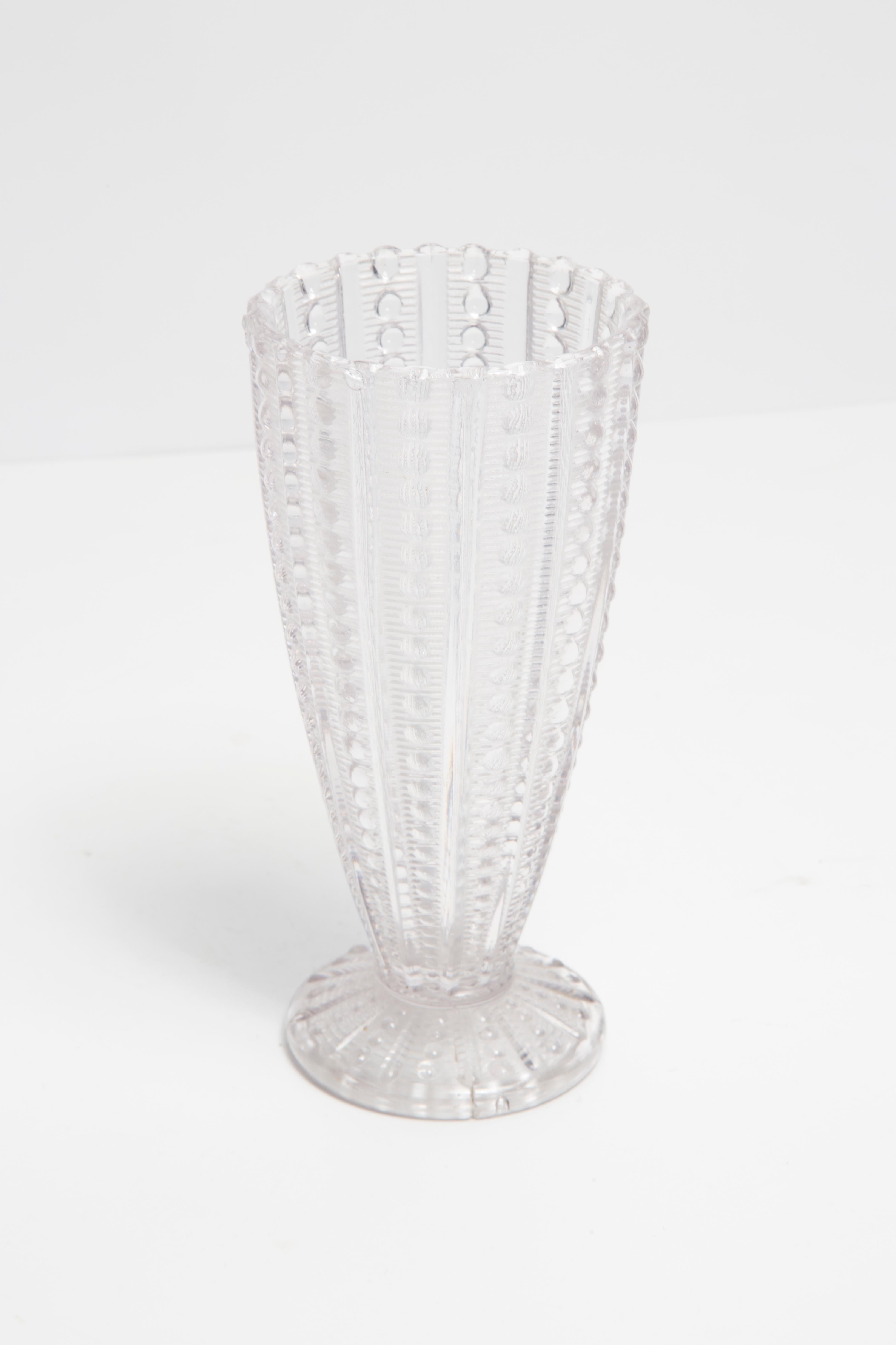 Mid Century Vintage Transparent Art Glass Vase, Italy, 1960s In Good Condition For Sale In 05-080 Hornowek, PL