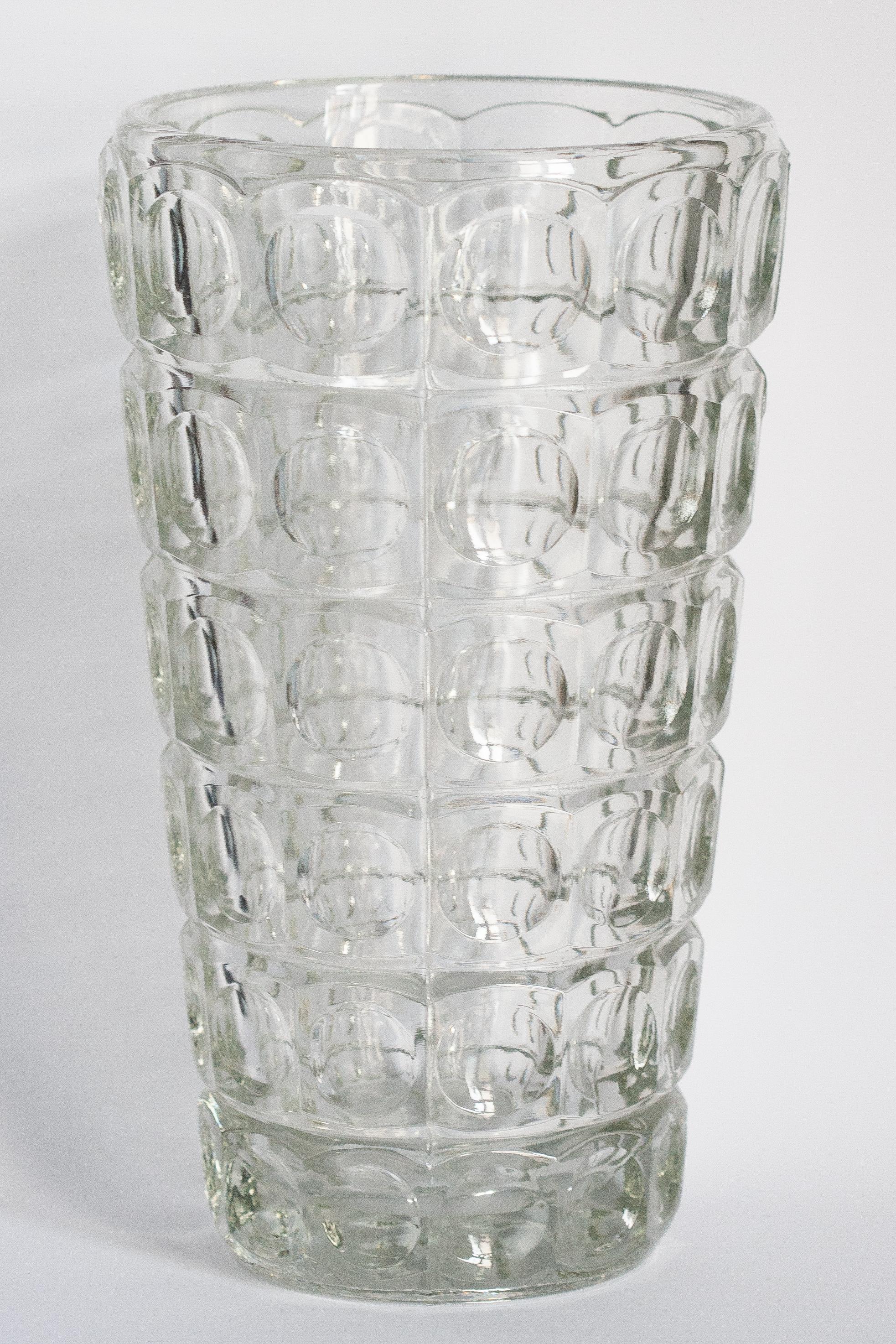 Cristallo Vaso in vetro artistico trasparente vintage di metà secolo, Italia, anni '60