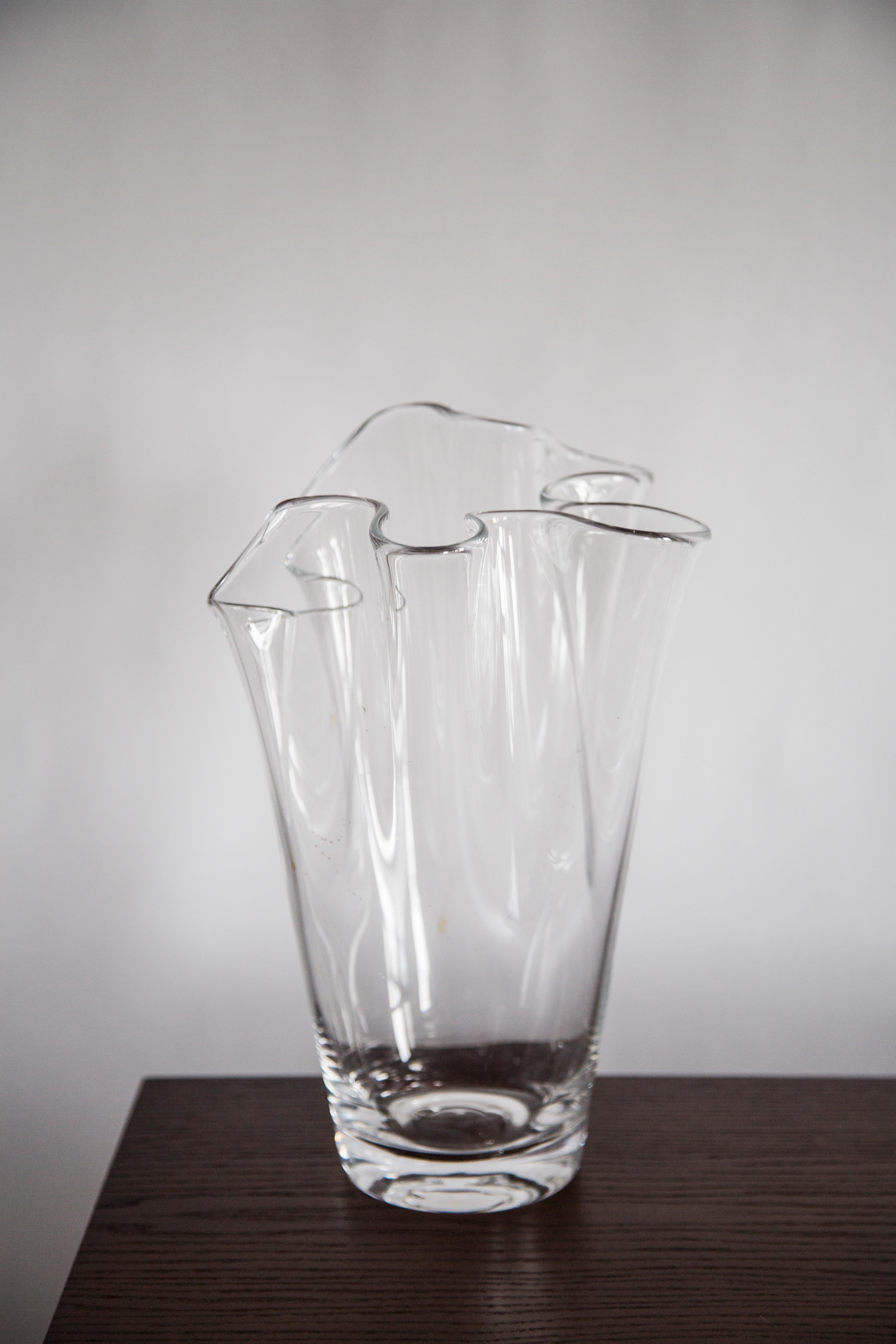 Mid-Century Modern Mid Century Vintage Transparent Artistic Glass Vase, Europe, 1970s For Sale