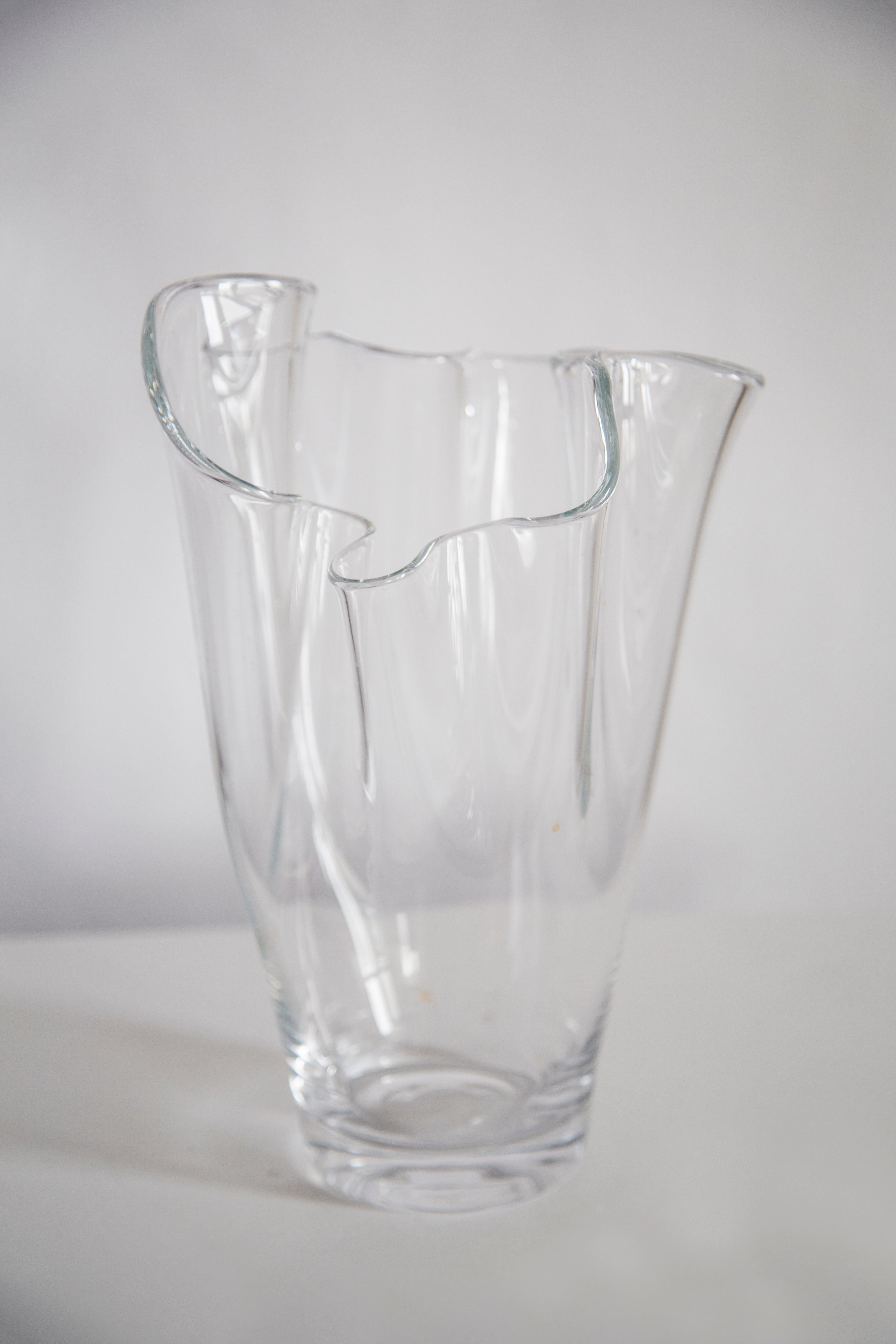 Mid Century Vintage Transparent Artistic Glass Vase, Europe, 1970s In Excellent Condition For Sale In 05-080 Hornowek, PL