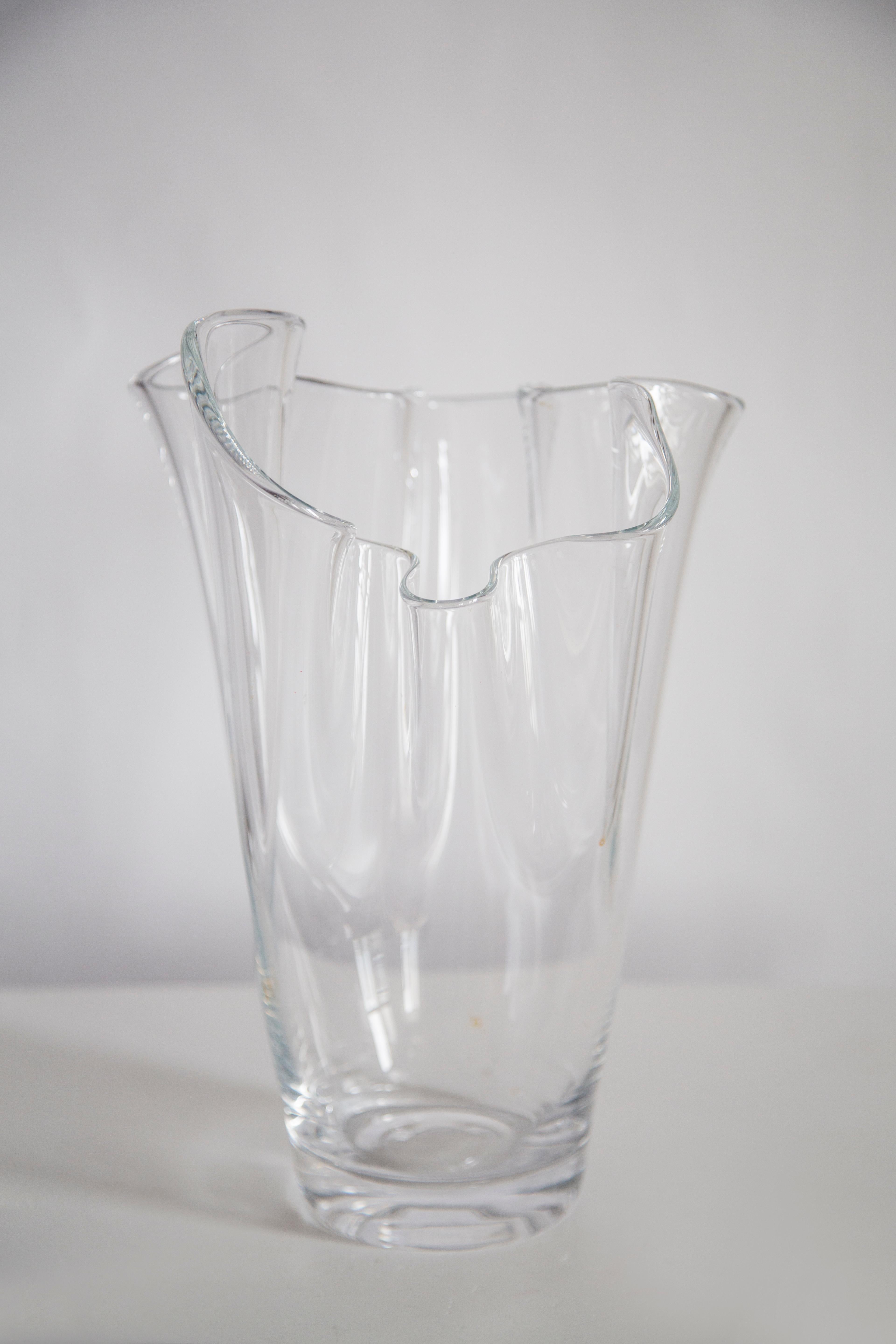20th Century Mid Century Vintage Transparent Artistic Glass Vase, Europe, 1970s For Sale