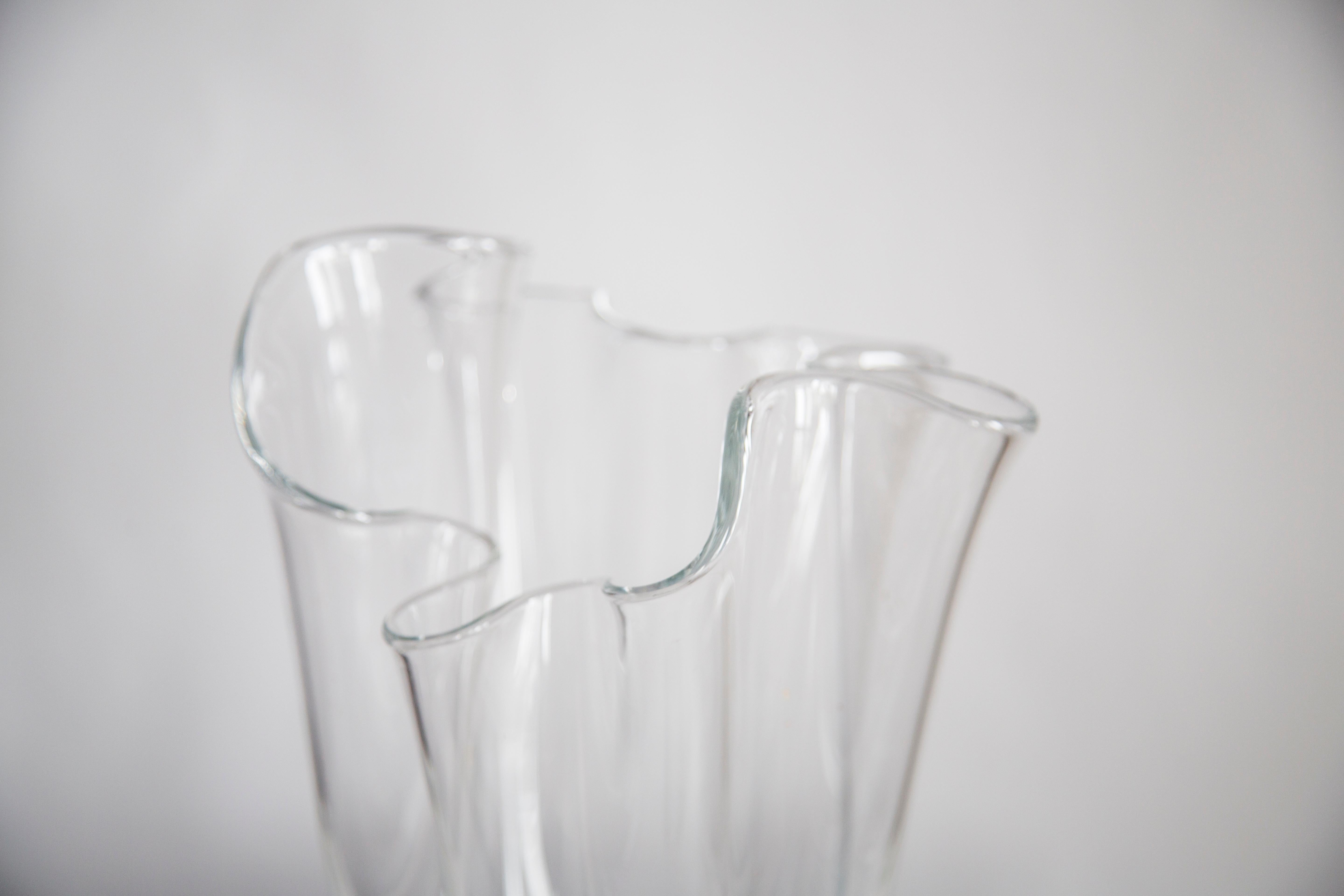 Mid Century Vintage Transparent Artistic Glass Vase, Europe, 1970s For Sale 1