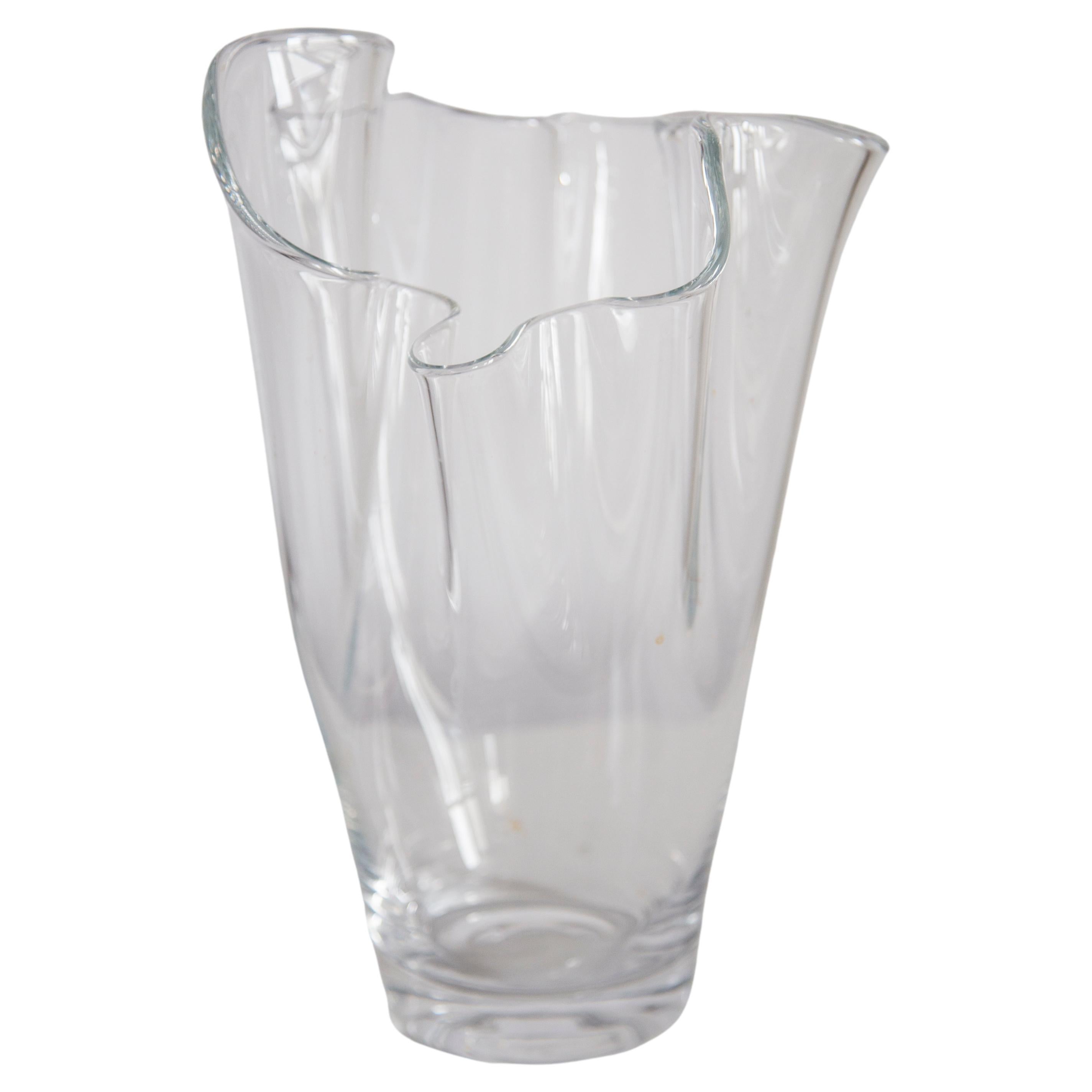 Mid Century Vintage Transparent Artistic Glass Vase, Europe, 1970s For Sale