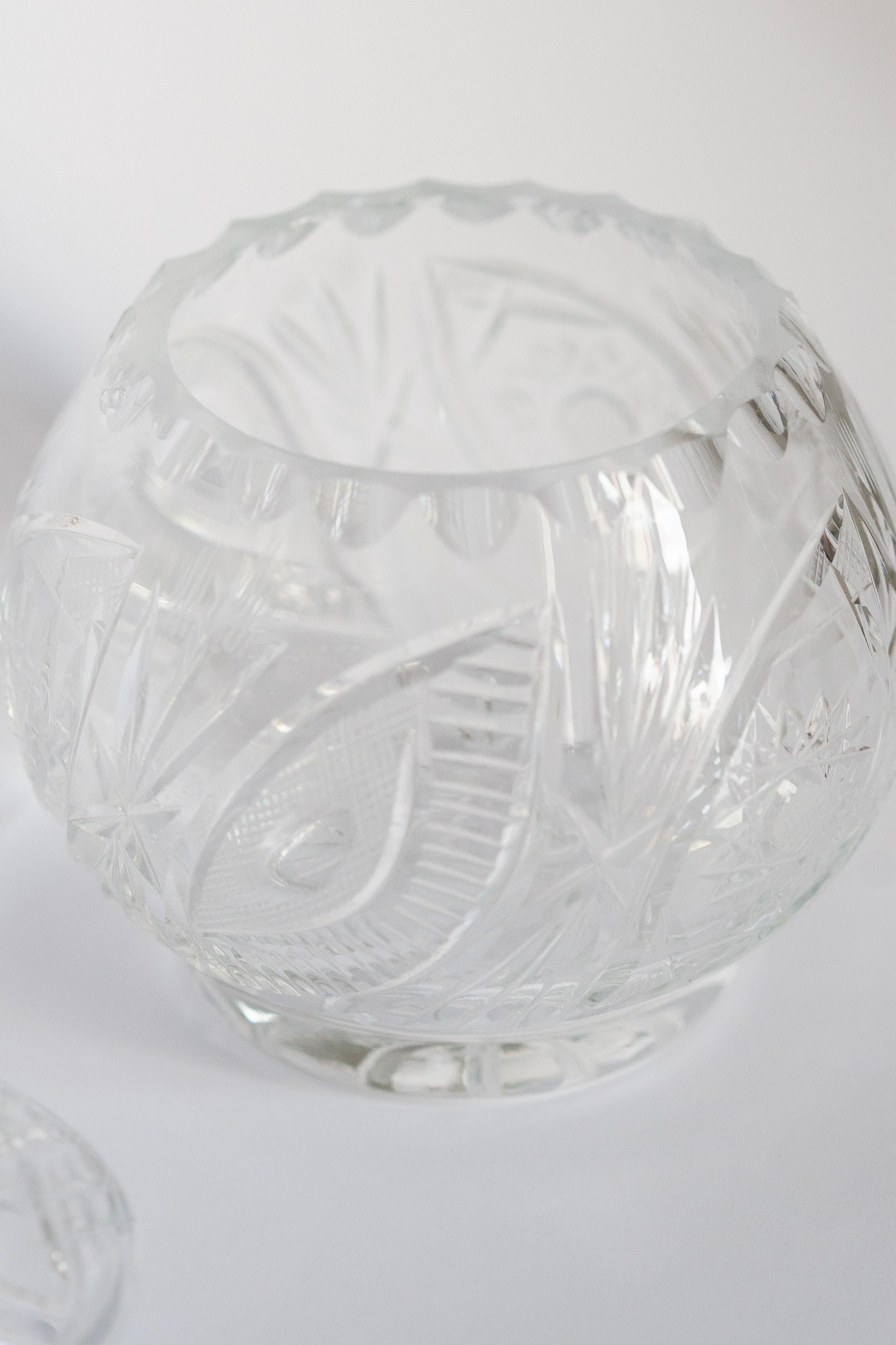 Mid Century Vintage Transparent Crystal Glass Sugar Bowl, Italy, 1960s For Sale 4