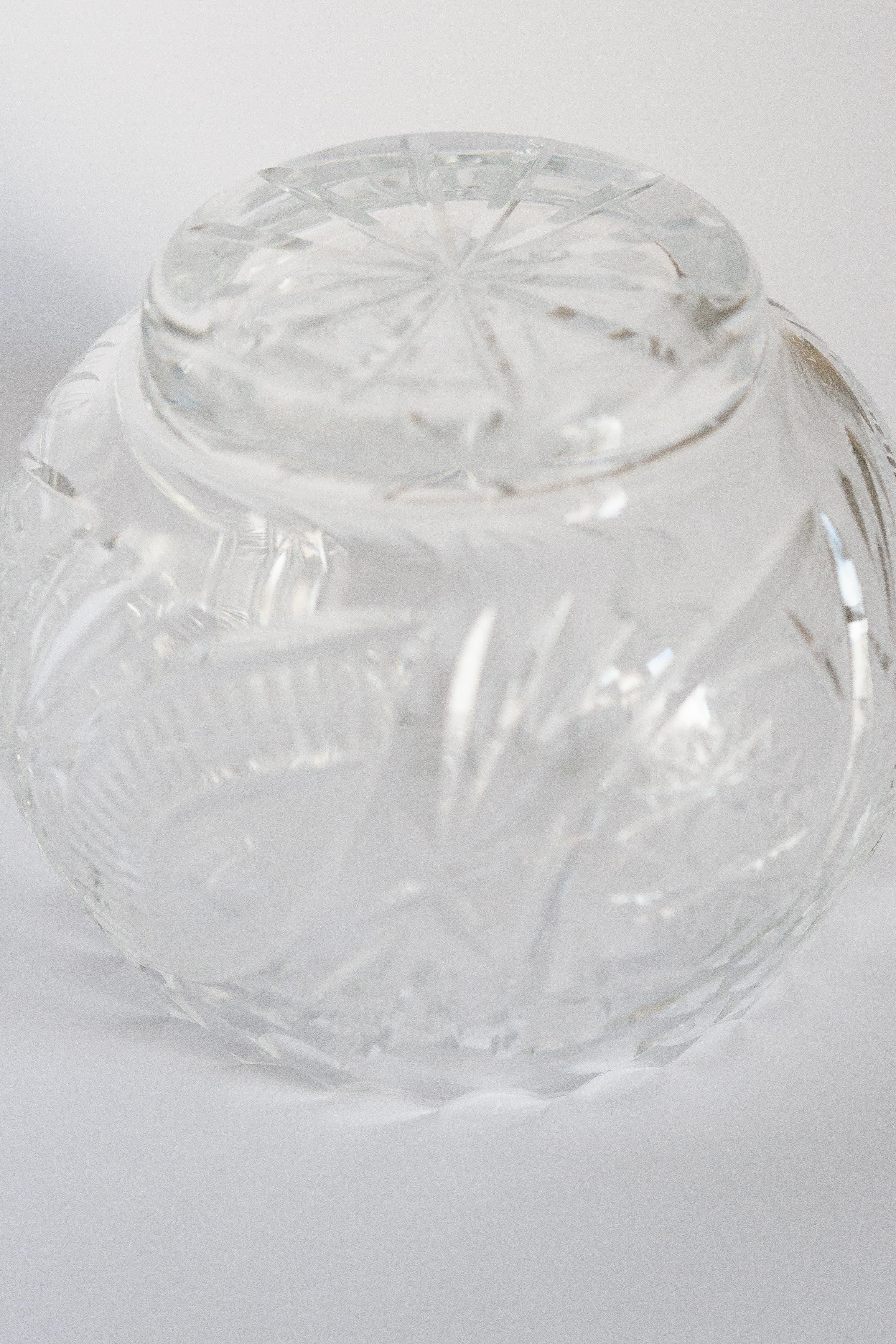 Mid Century Vintage Transparent Crystal Glass Sugar Bowl, Italy, 1960s For Sale 6
