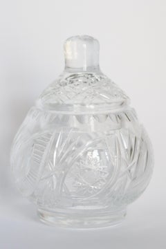 Mid Century Vintage Transparent Crystal Glass Sugar Bowl, Italy, 1960s