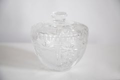 Mid Century Vintage Transparent Crystal Glass Sugar Bowl, Italy, 1960s