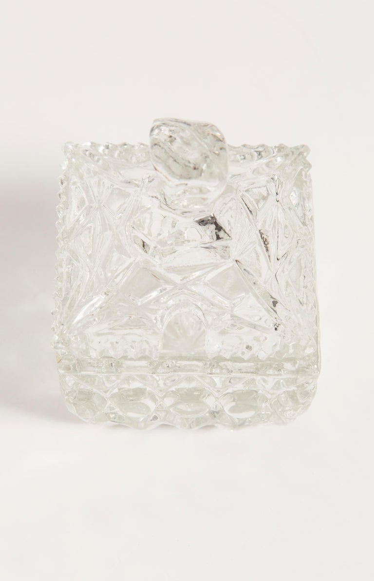 Midcentury Vintage Transparent Crystal Glass Sugar Bowl, Italy, 1960s