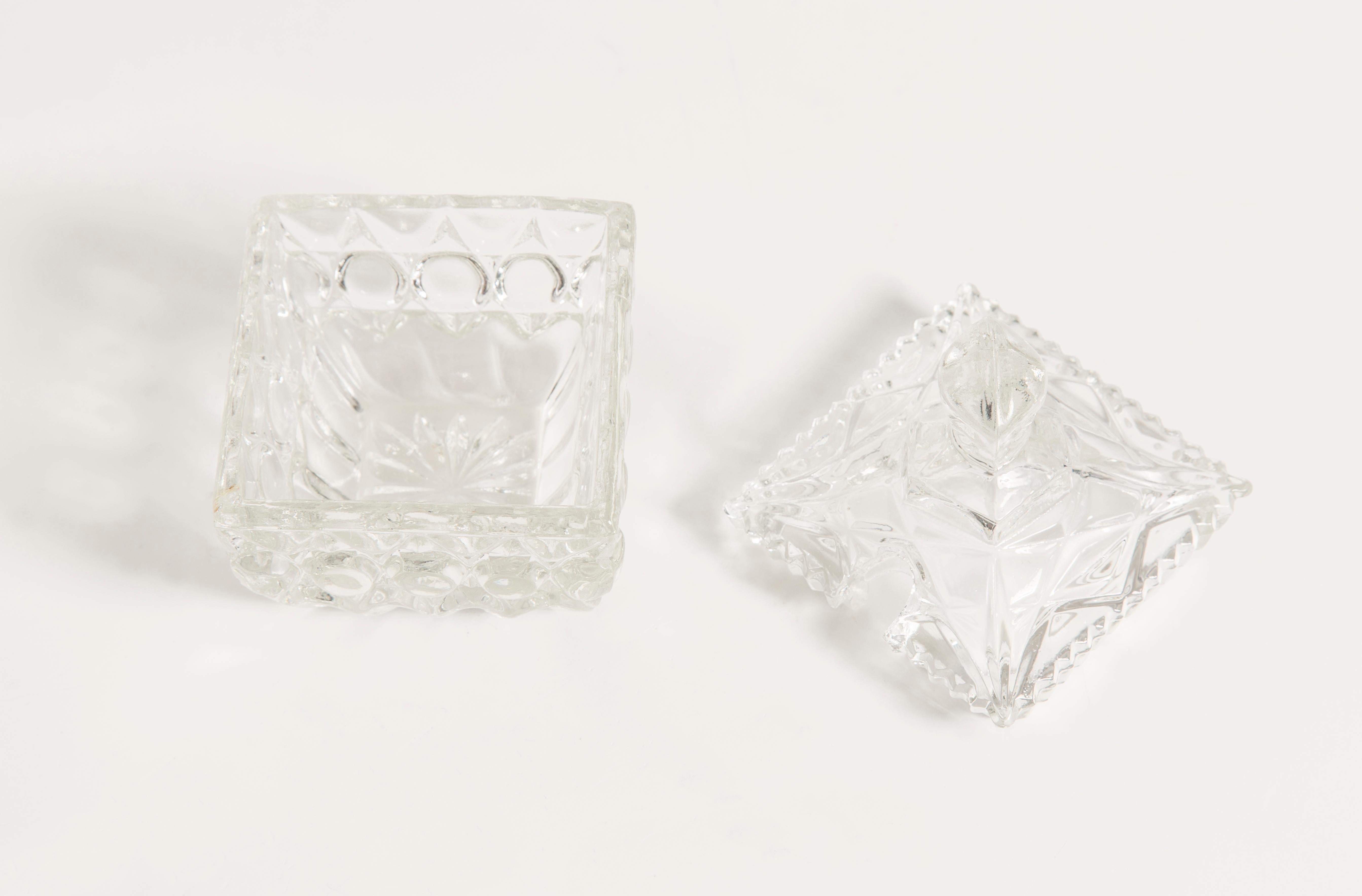 Midcentury Vintage Transparent Crystal Glass Sugar Bowl, Italy, 1960s 1