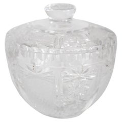 Mid Century Vintage Transparent Crystal Glass Sugar Bowl, Italy, 1960s