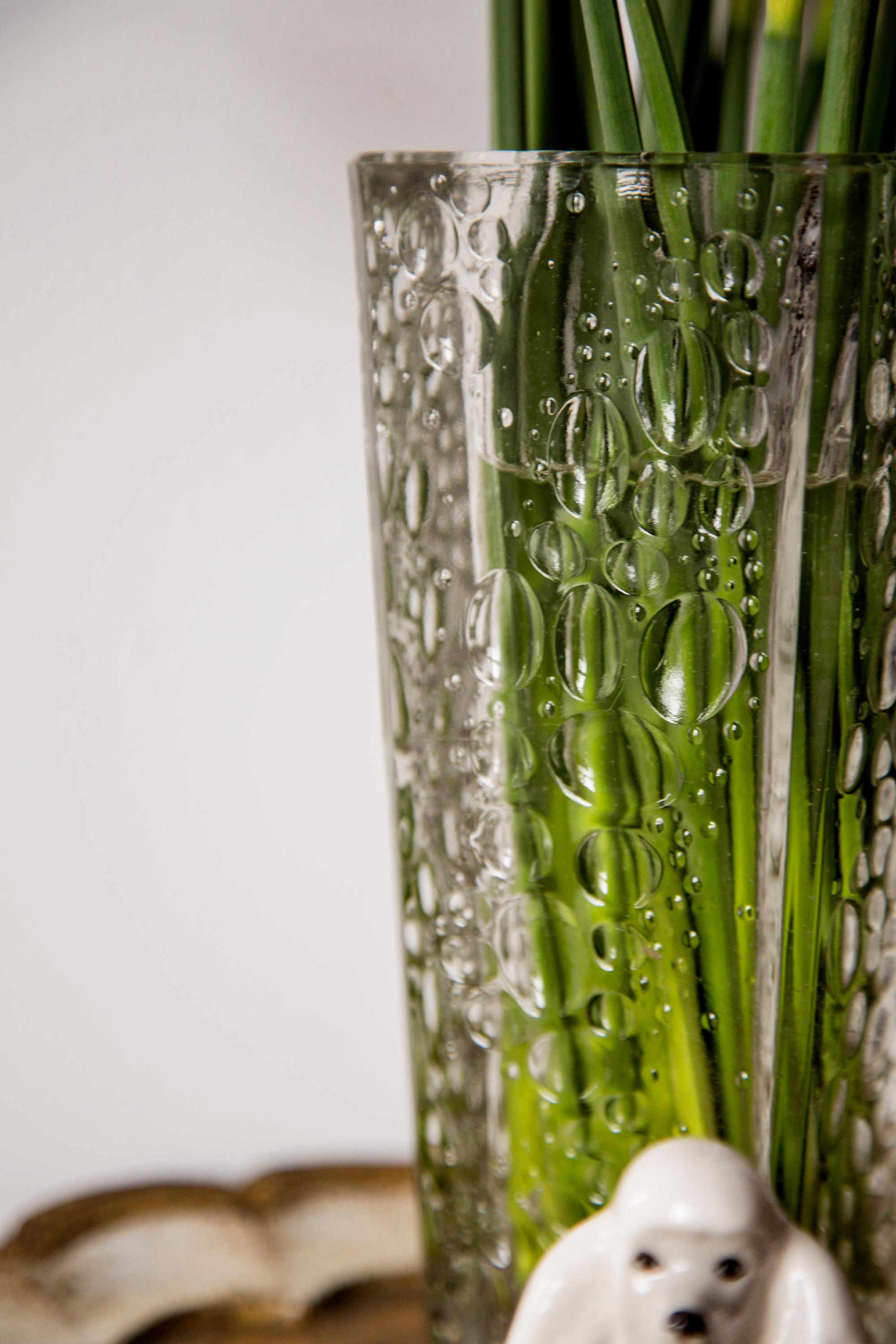 Italian Midcentury Vintage Transparent Crystal Vase, Italy, 1960s For Sale
