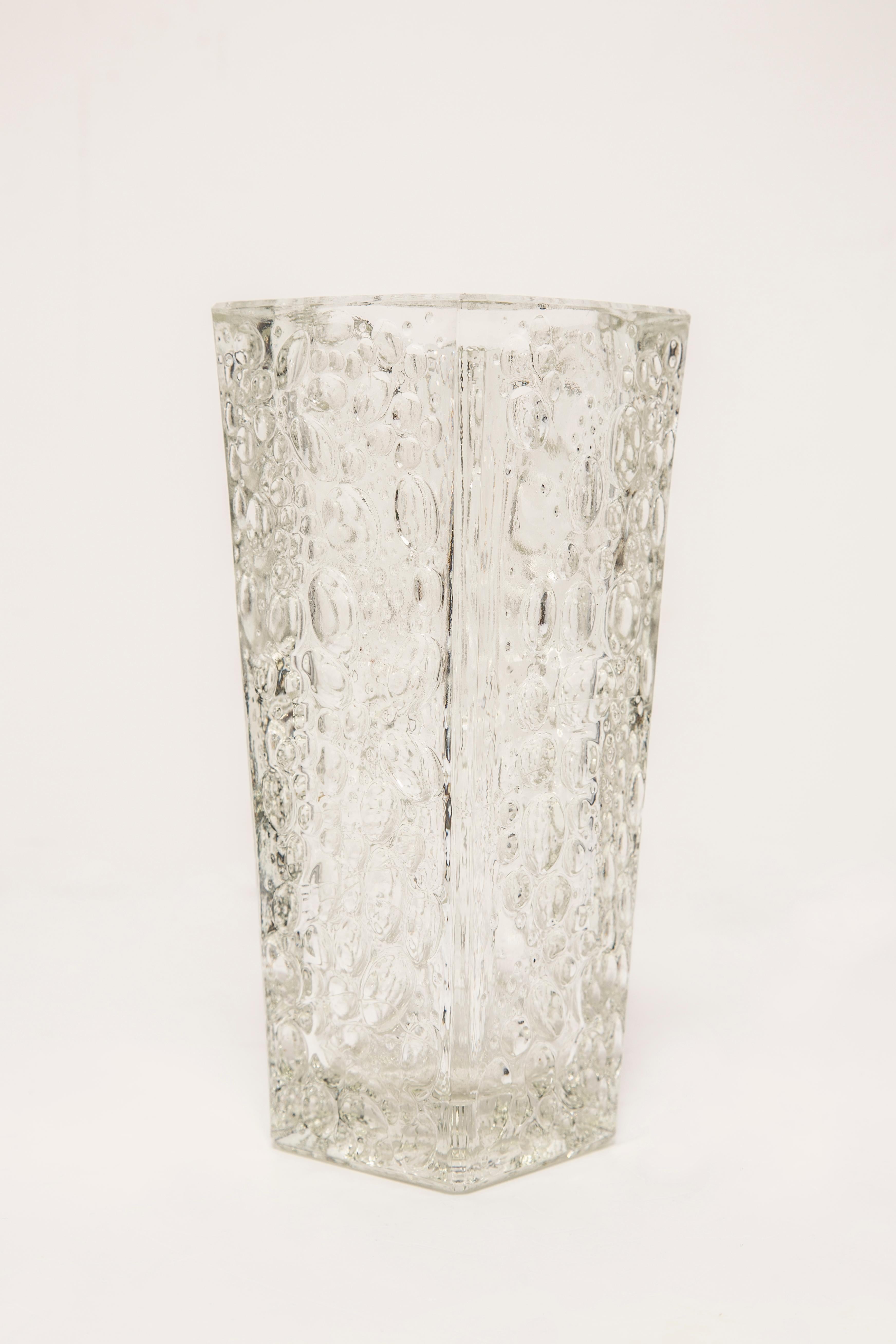20th Century Midcentury Vintage Transparent Crystal Vase, Italy, 1960s For Sale