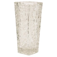 Midcentury Vintage Transparent Crystal Vase, Italy, 1960s