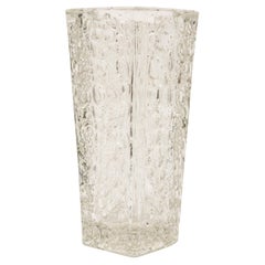 Vaso di cristallo trasparente vintage di metà secolo, Italia, anni '60