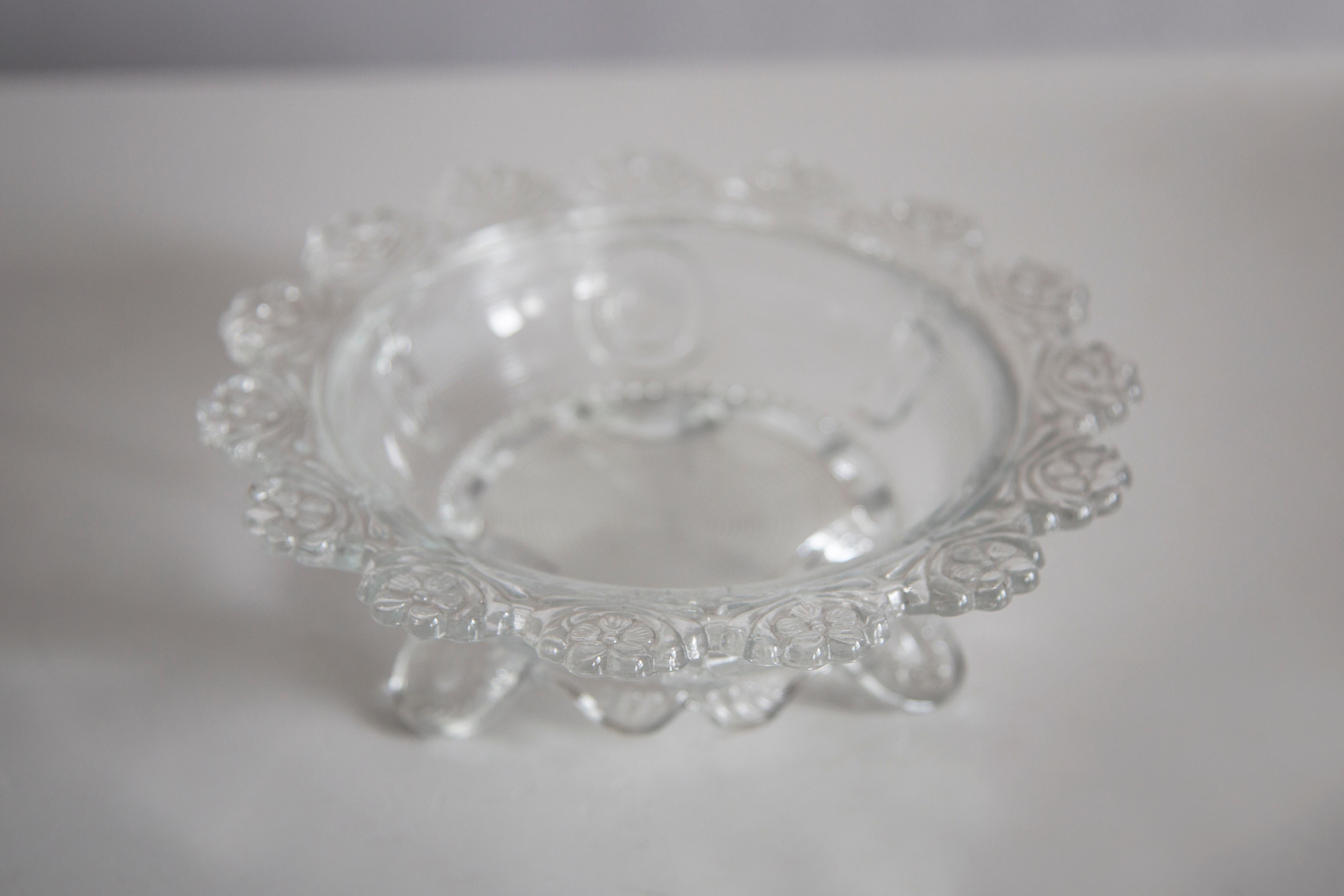 Mid Century Vintage Transparent Glass Sugar, Candy or Fruit Bowl, Italy, 1960s In Good Condition For Sale In 05-080 Hornowek, PL