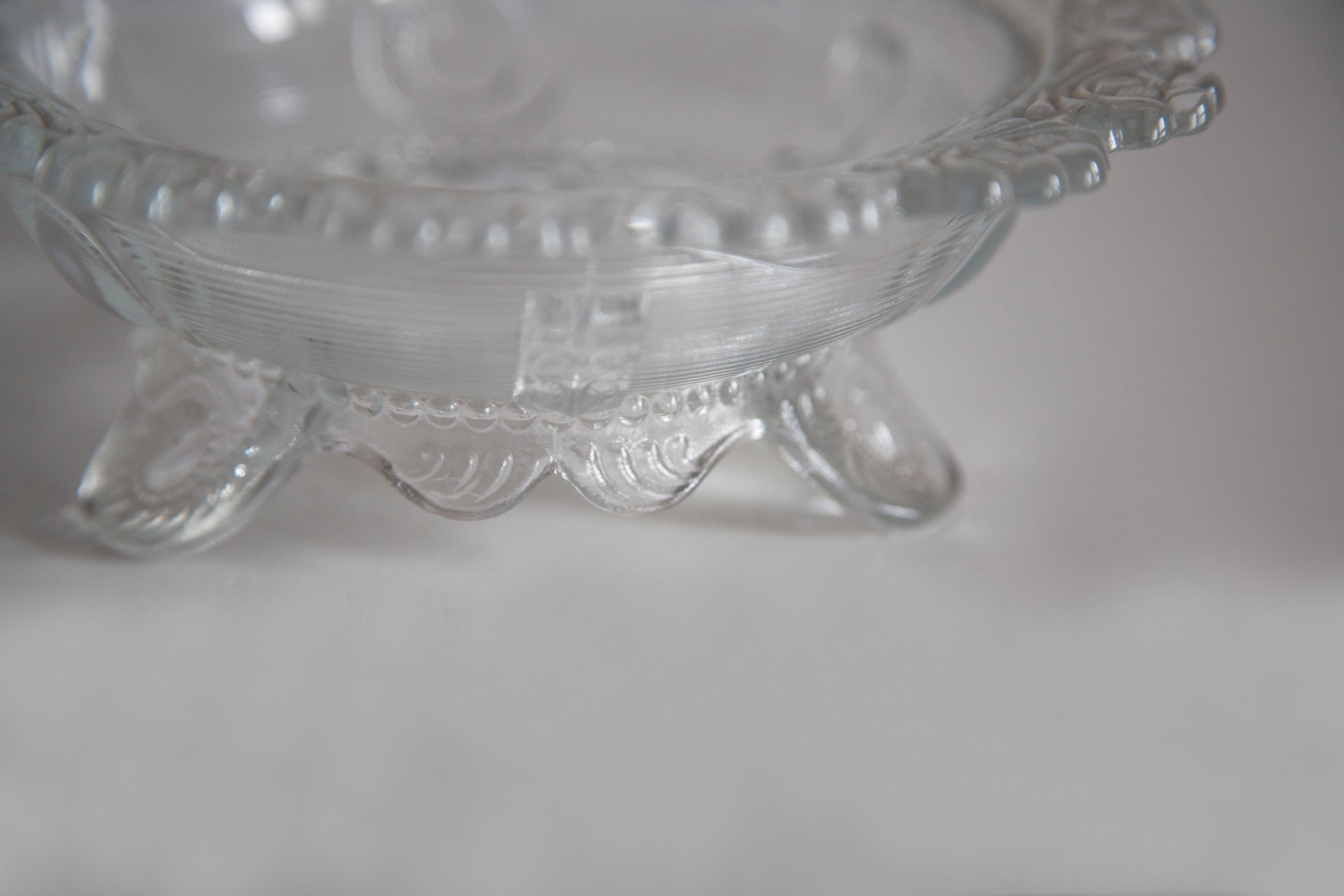 20th Century Mid Century Vintage Transparent Glass Sugar, Candy or Fruit Bowl, Italy, 1960s For Sale