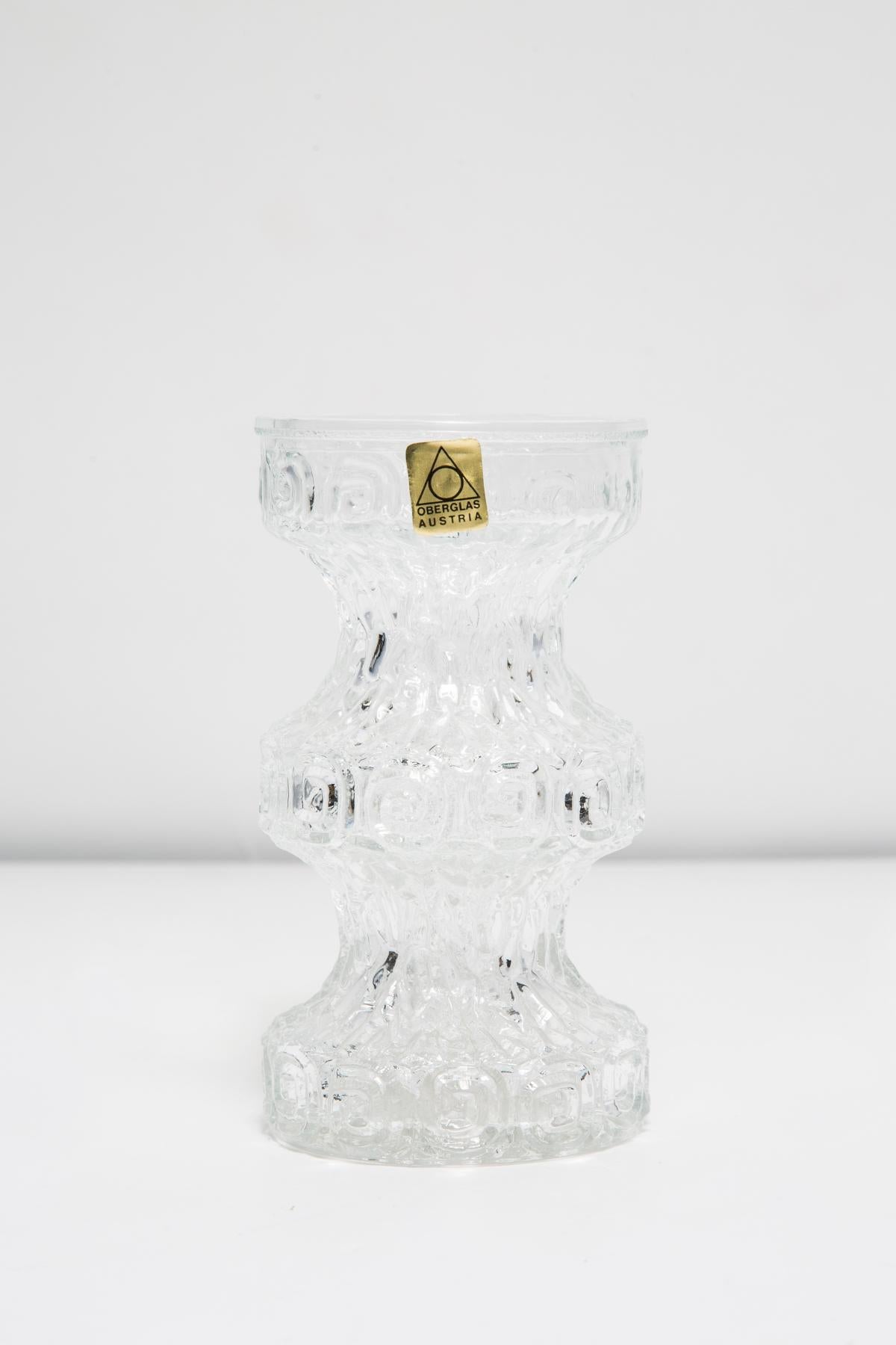 German Mid Century Vintage Transparent  Oberglass Vase Rock Crystal, Austria, 1970s For Sale
