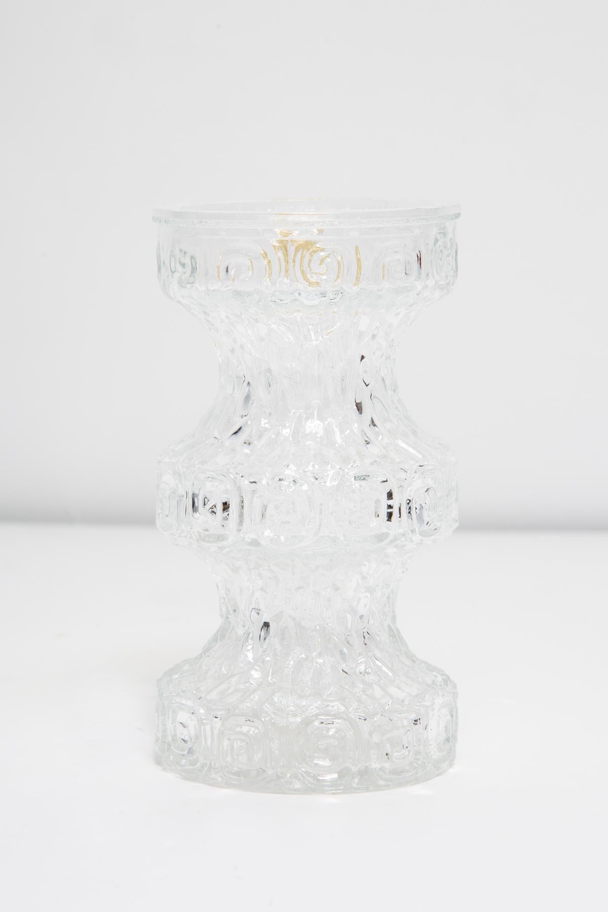 Mid Century Vintage Transparent  Oberglass Vase Rock Crystal, Austria, 1970s In Excellent Condition For Sale In 05-080 Hornowek, PL