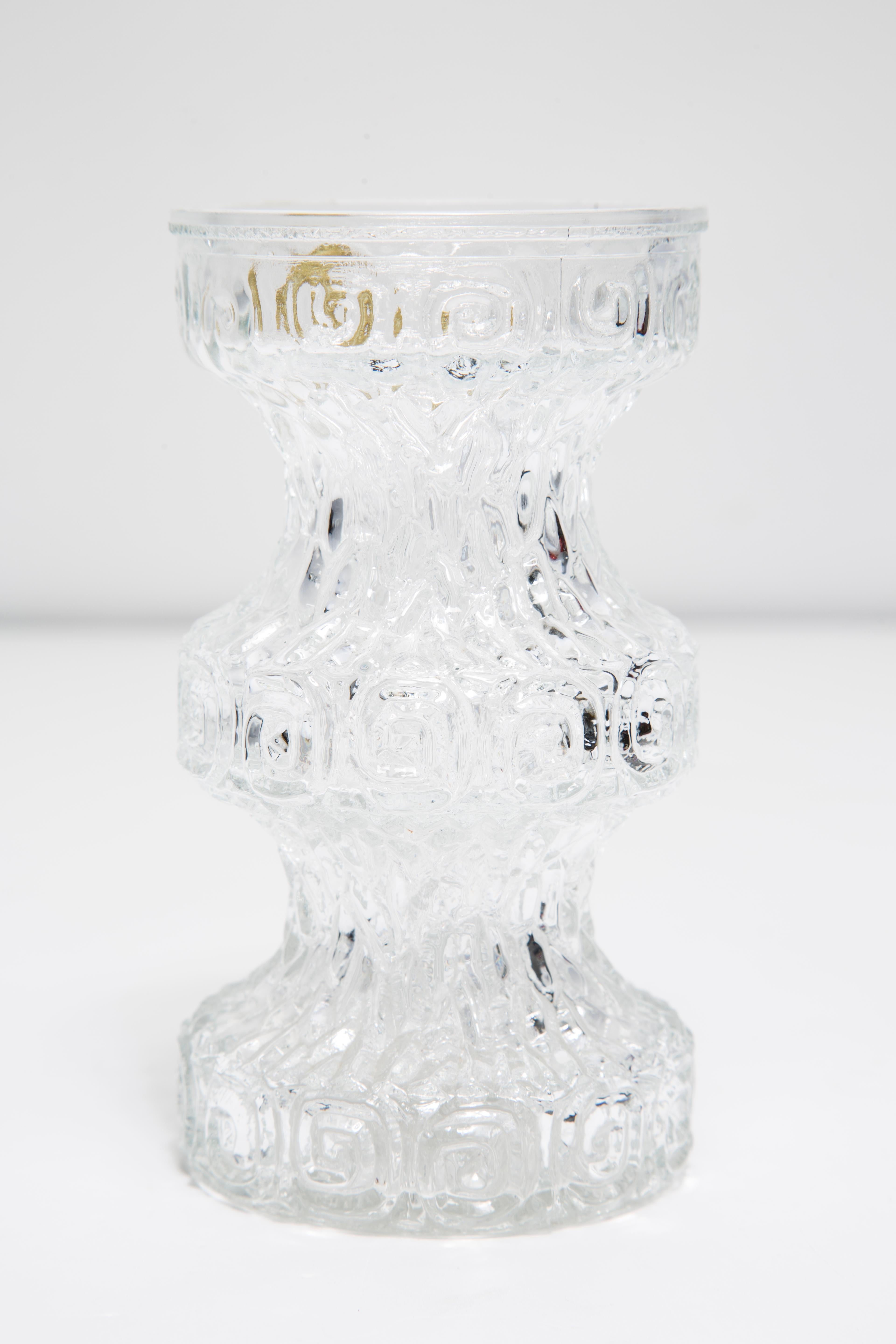 20th Century Mid Century Vintage Transparent  Oberglass Vase Rock Crystal, Austria, 1970s For Sale
