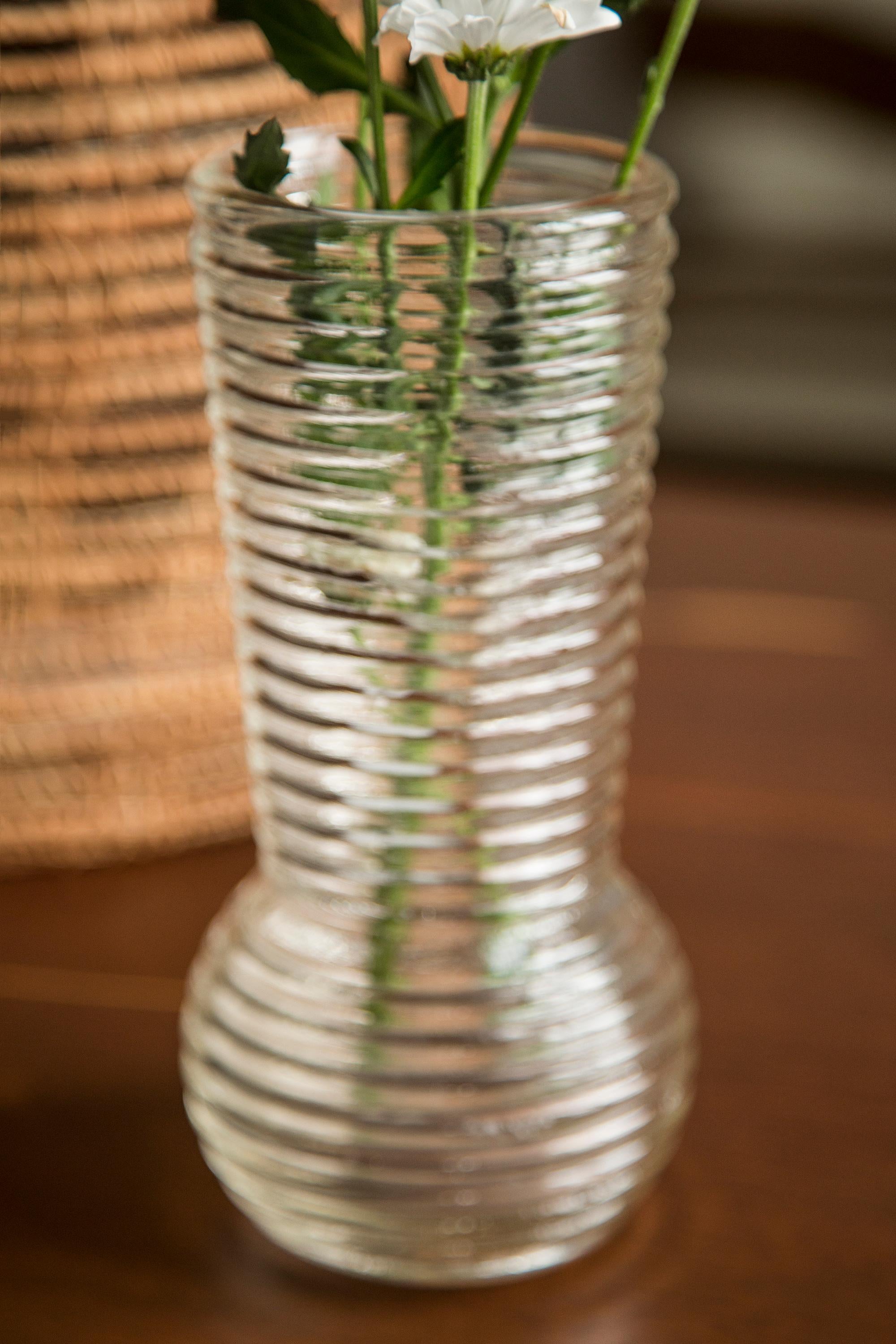 Polish Midcentury Vintage Transparent Vase, Europe, 1960s For Sale