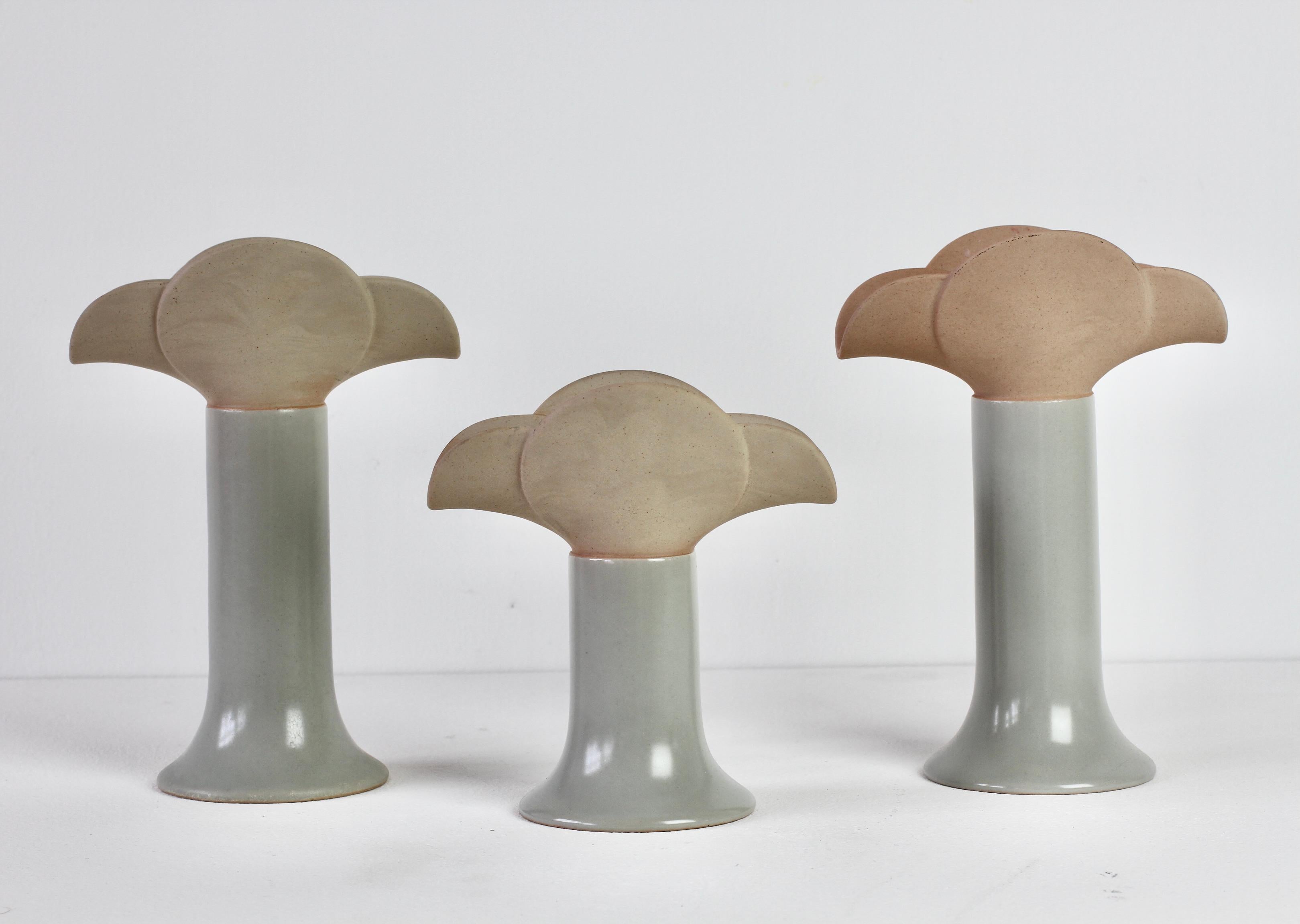Beautiful set / trio of candleholders designed by Swedish studio ceramist / potter Lisa Larson (b. 1931) for the German company Rosenthal stamped and marked 