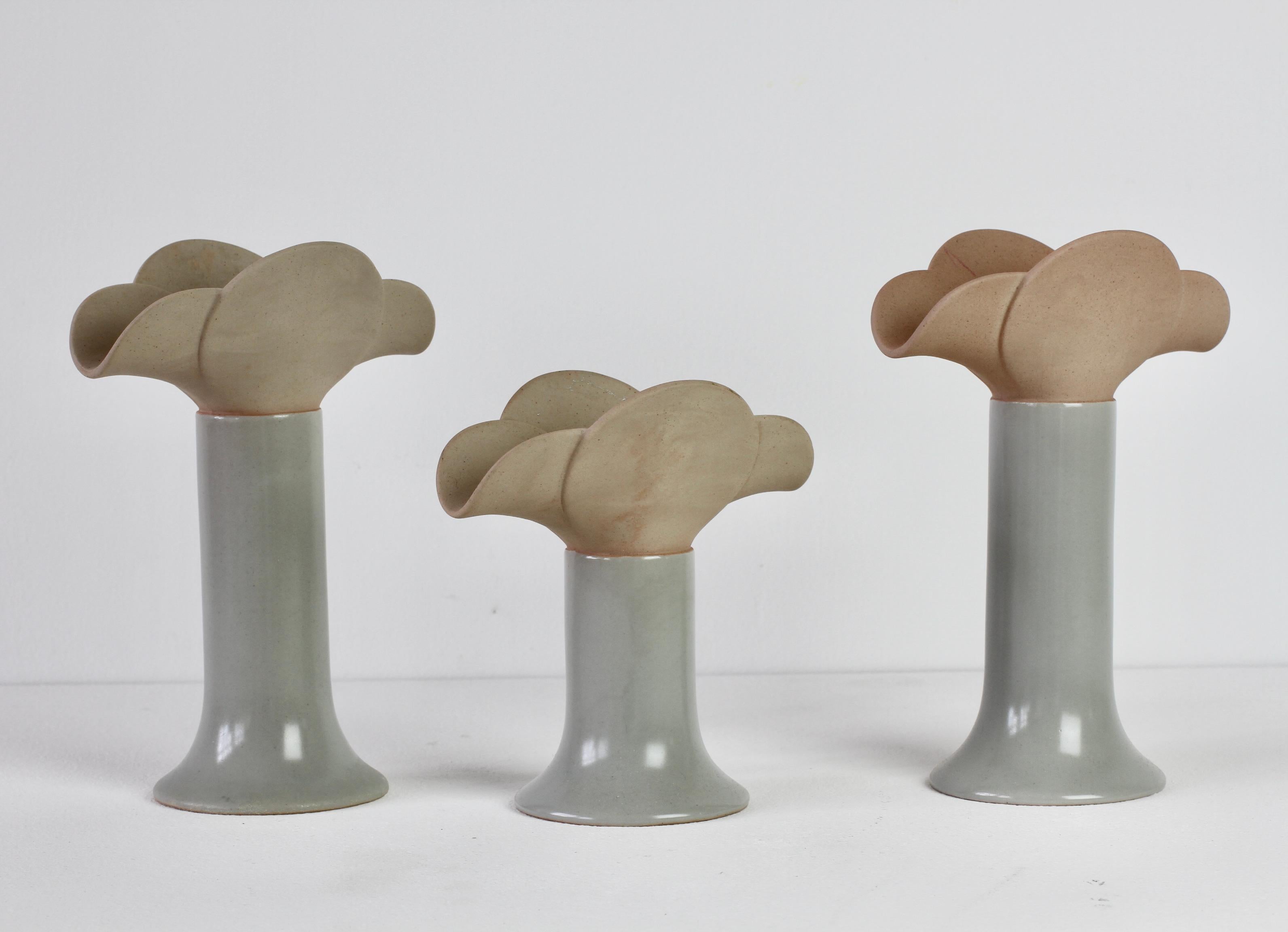 Mid-Century Modern Trio de bougeoirs en cramique vintage du milieu du sicle de Lisa Larson pour Rosenthal  en vente