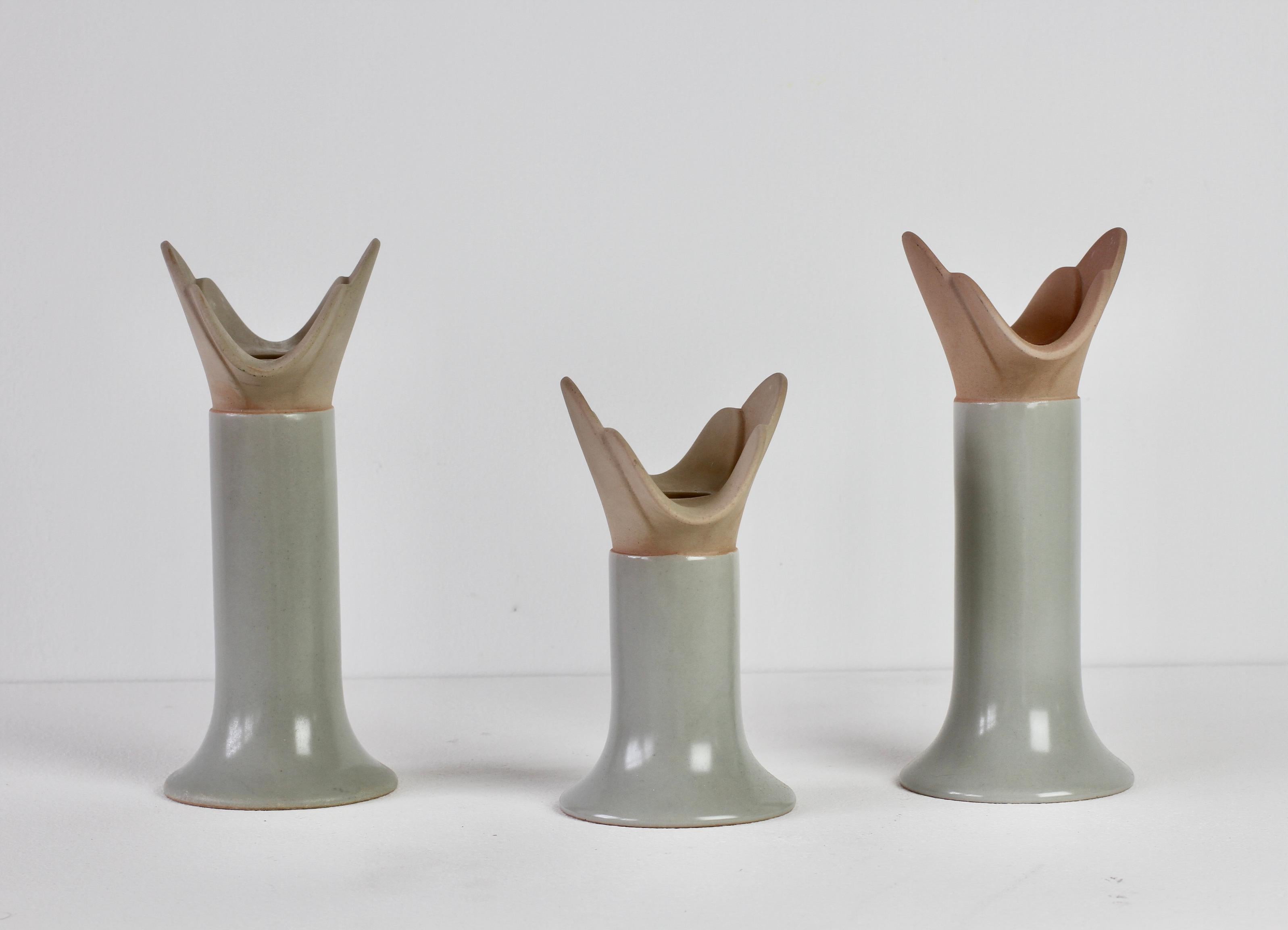 German Mid-Century Vintage Trio of Lisa Larson for Rosenthal Ceramic Candle Holders  For Sale