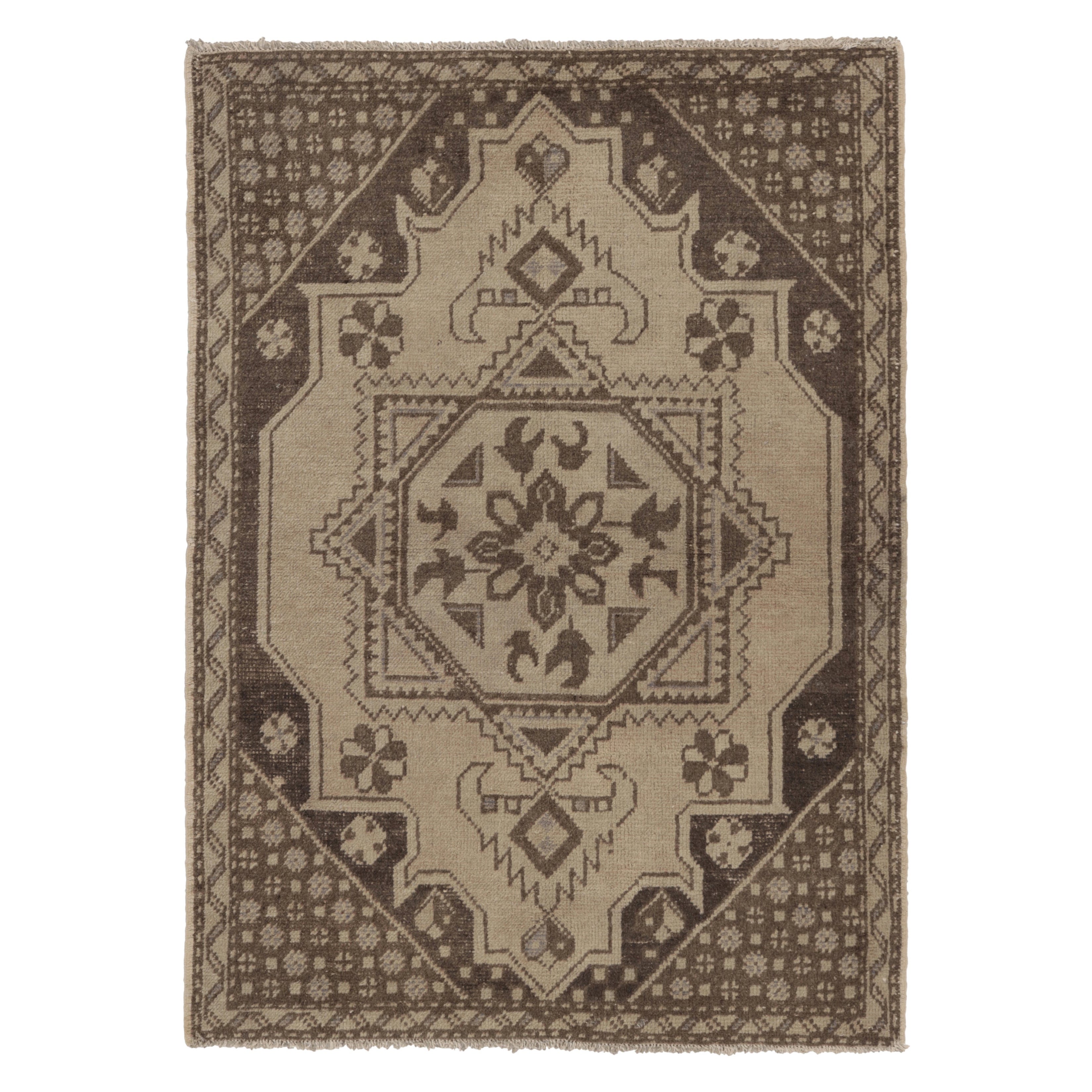 Tappeto turco vintage di metà secolo in beige-marrone con medaglione - Rug
Kilim