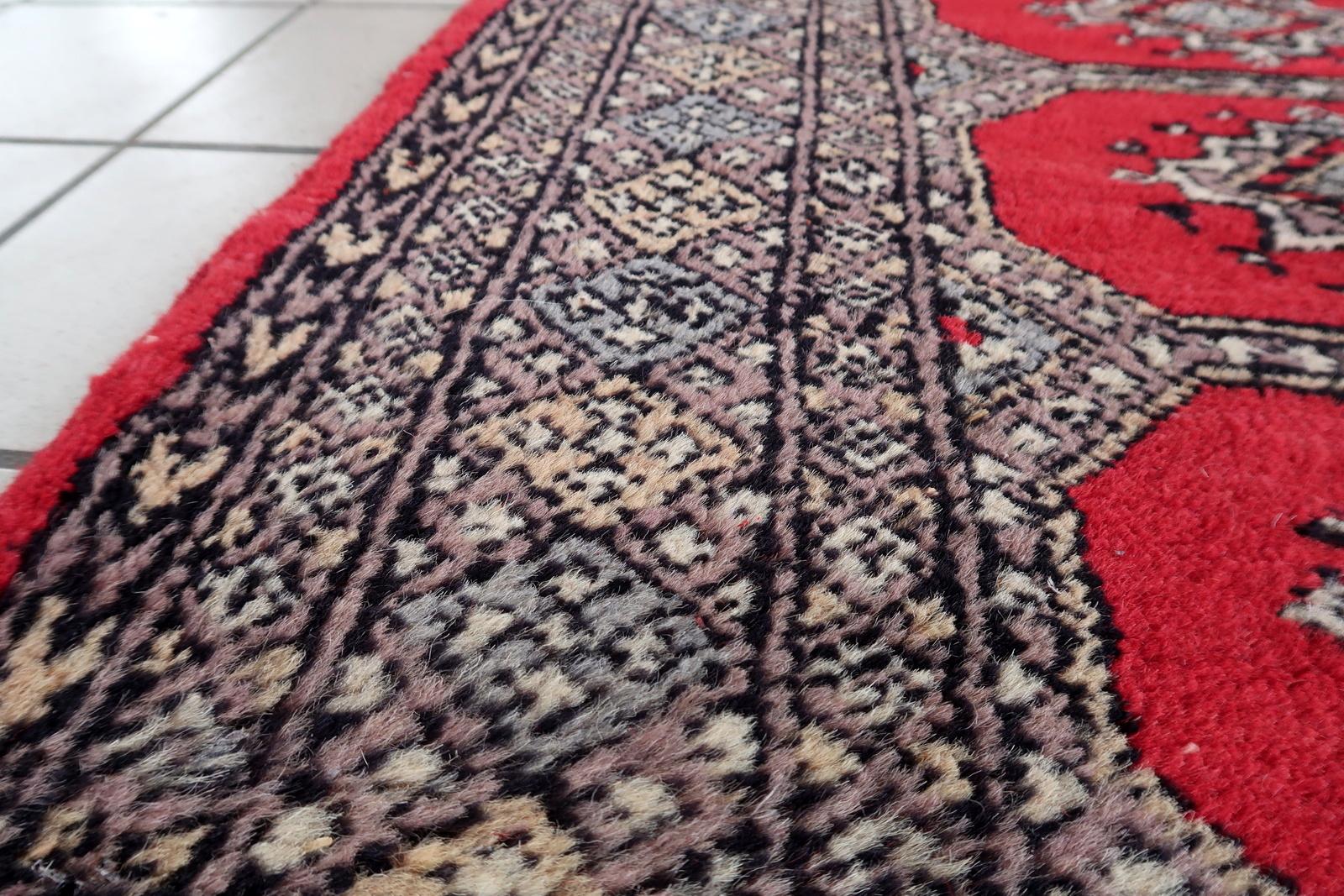 Tapis de course en laine Vintage Uzbek Bukhara, 2.8' x 7.9' - 1C1198 en vente 3